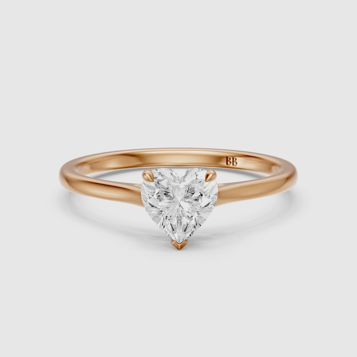 Load video: Briana Heart Shaped Solitaire Cathedral Style Lab Grown Diamond Ring