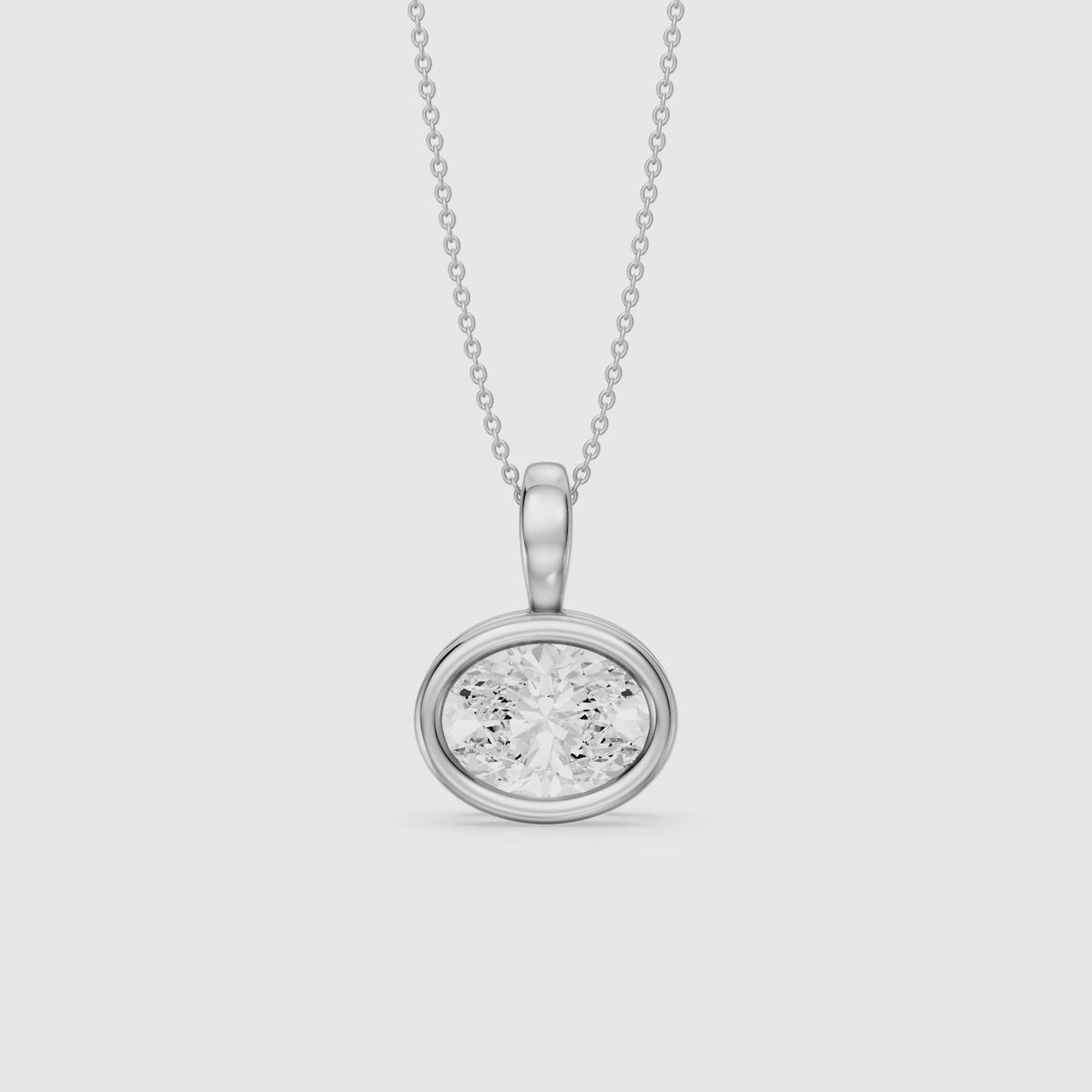 Load video: Angelina Oval East West Lab Grown Diamond Pendant