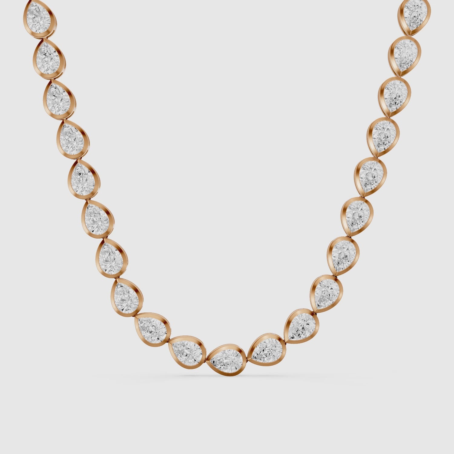 Load video: Alondra Pear Lab Grown Diamond East West Bezel Set Tennis Necklace