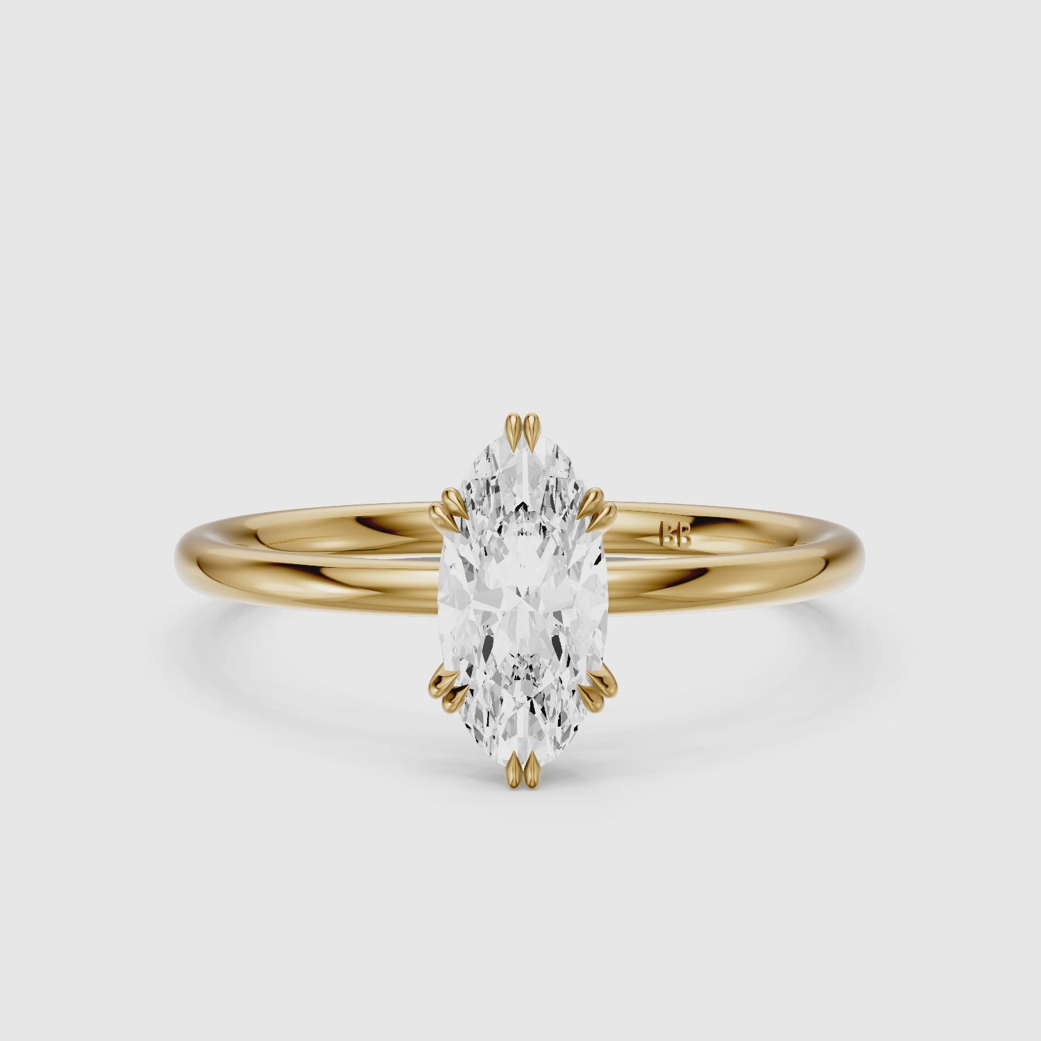 Load video: Juni Double Claw Prongs Moval Moissanite Diamond Solitaire Ring