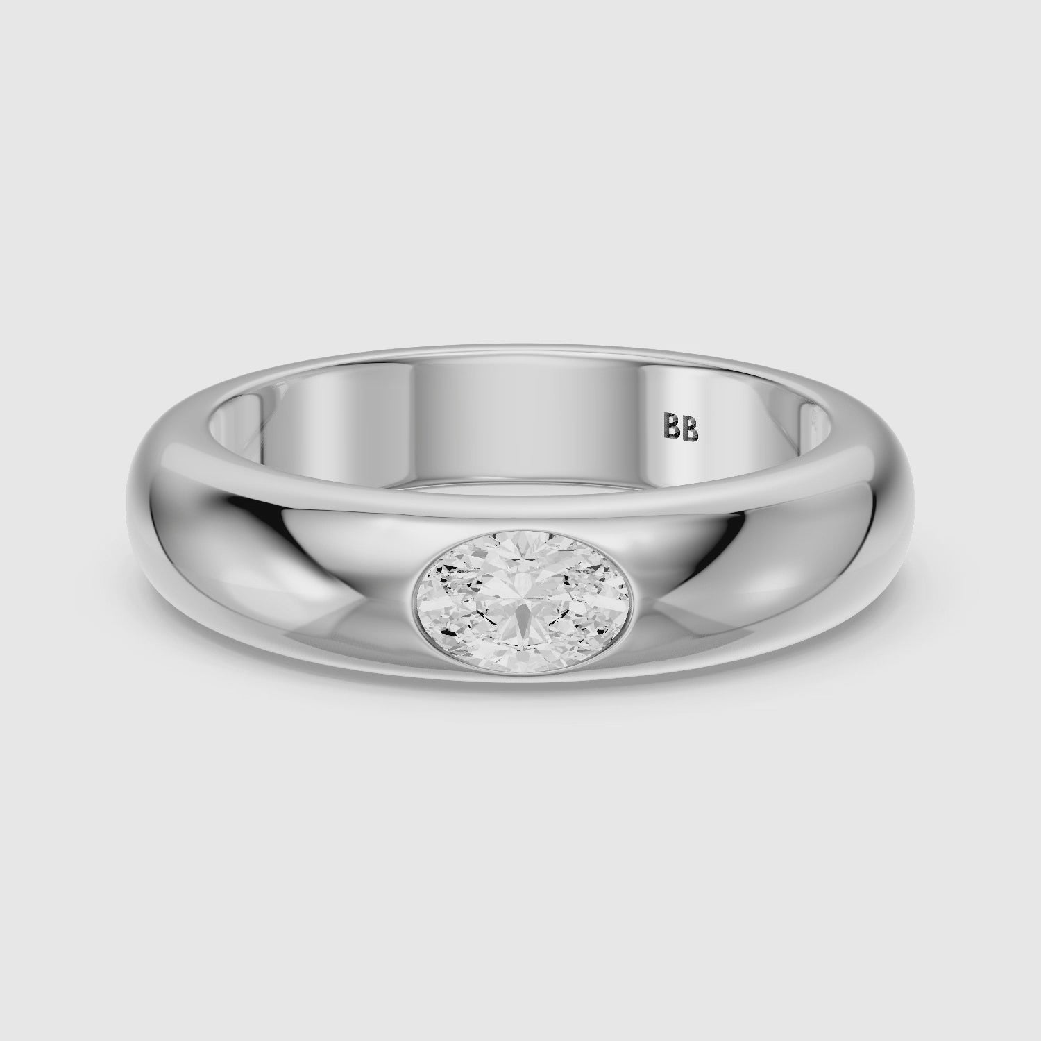 Load video: Marisol Oval Cut Lab Diamond Bezel Set Dome Band