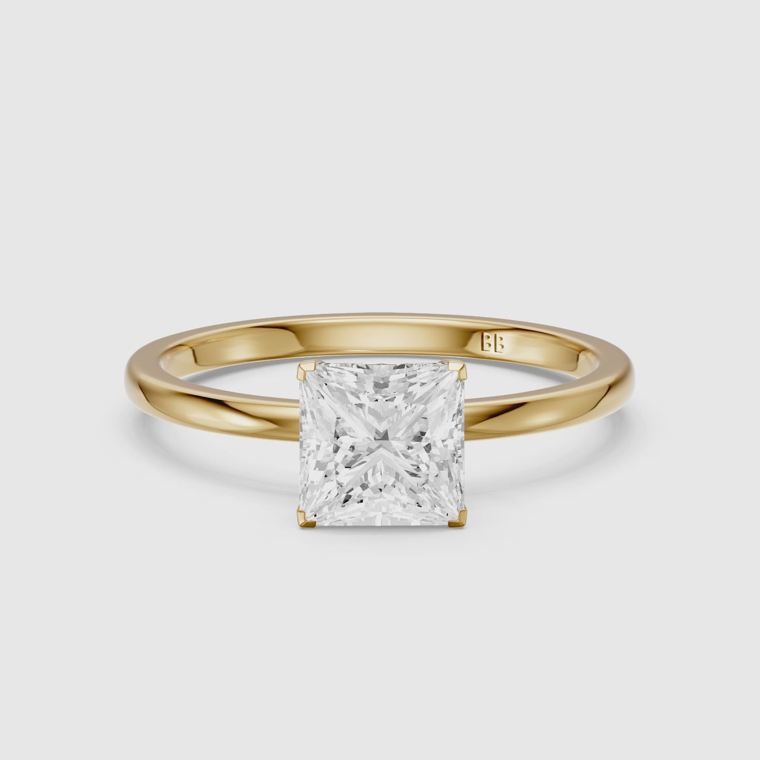 Load video: Sutton Princess Cut Low Profile Solitaire Lab Grown Diamond Ring