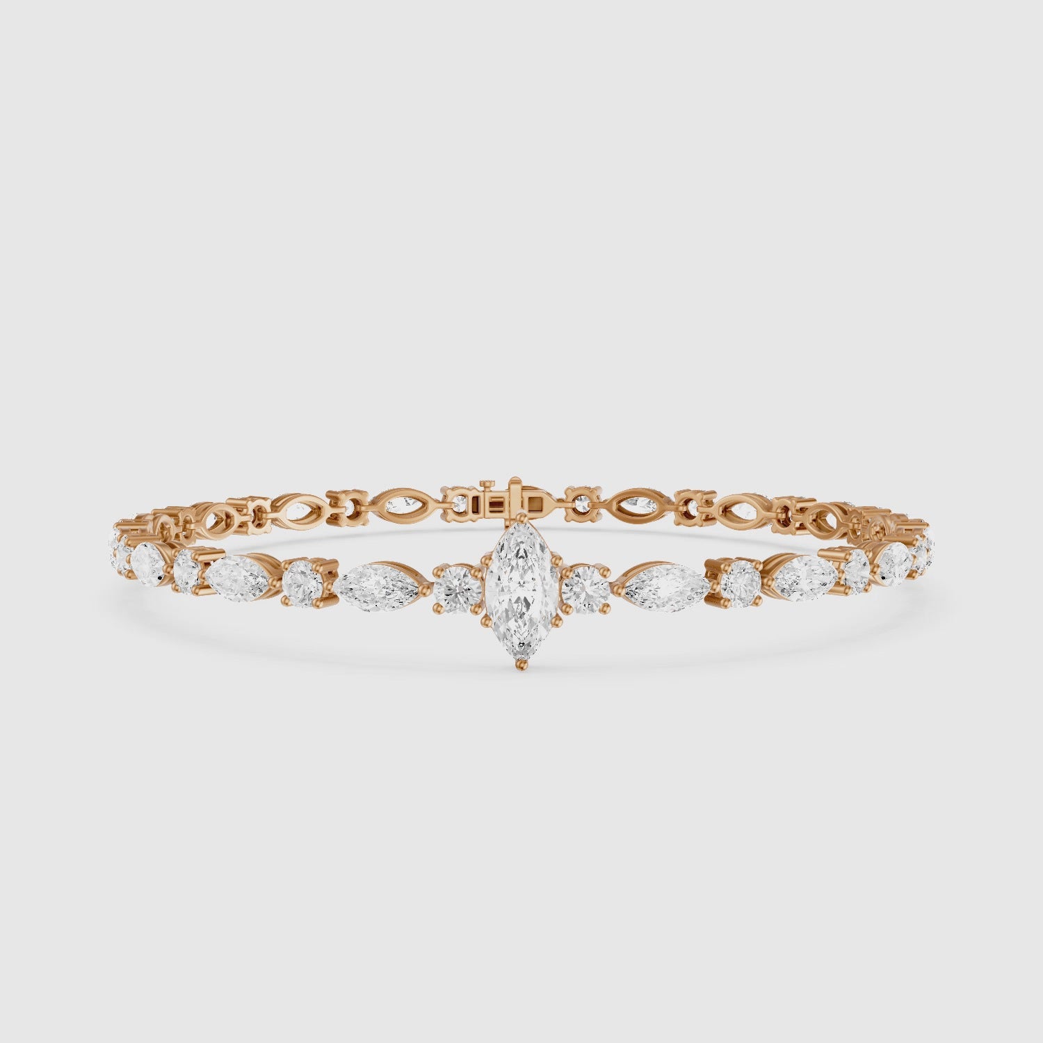 Load video: Angie Round and Marquise Lab Grown Diamond Tennis Bracelet