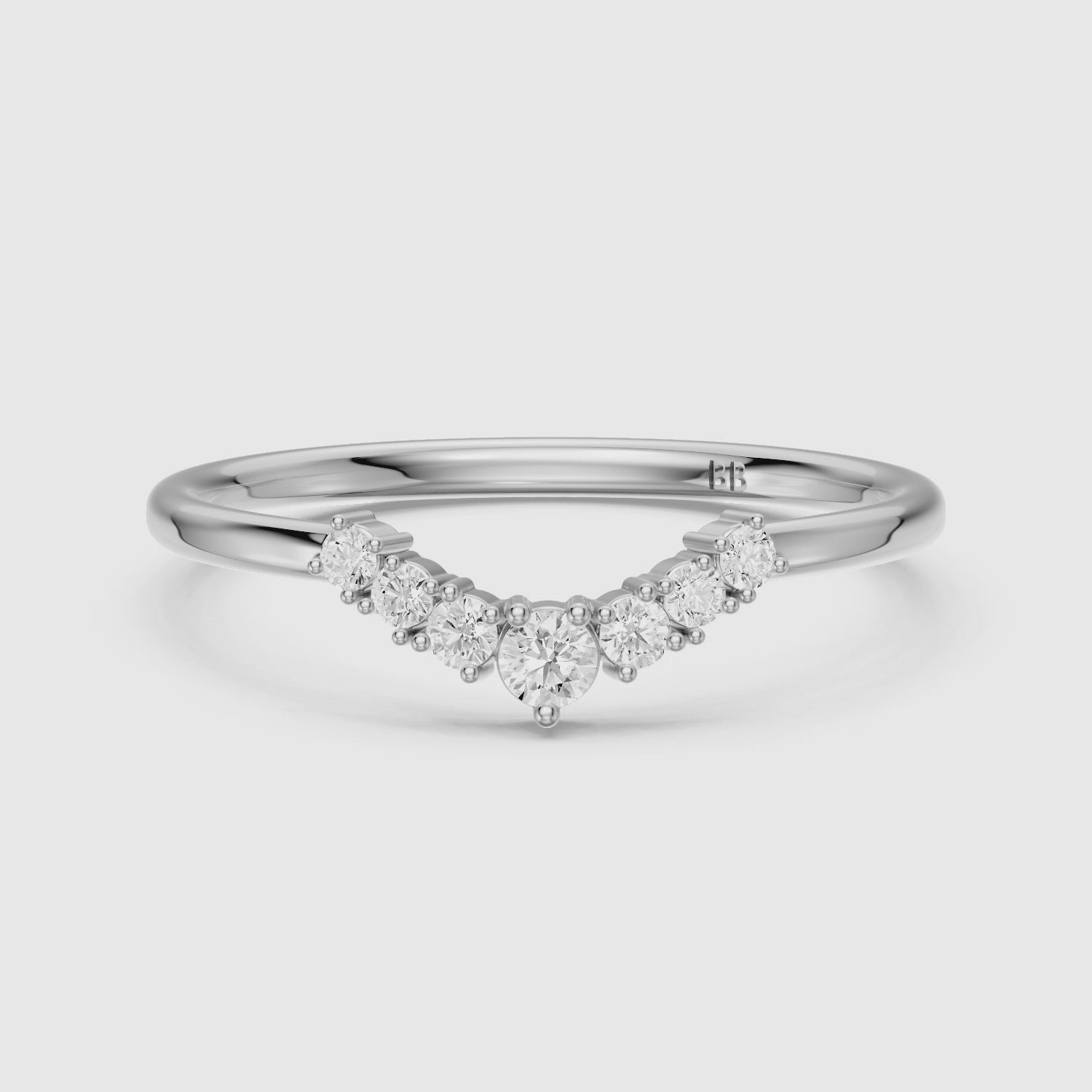 Load video: Nicki Round Lab Diamond V Shape Curved Wedding Band