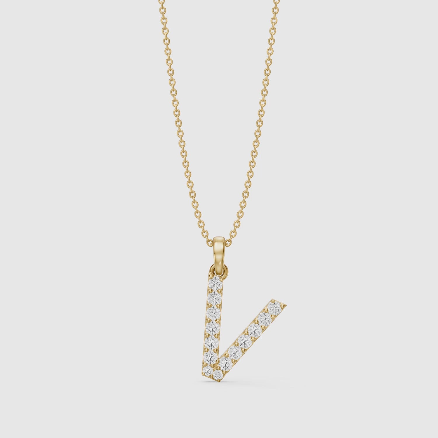 Load video: Harley Lab Grown Diamond V Initial Pendant Necklace