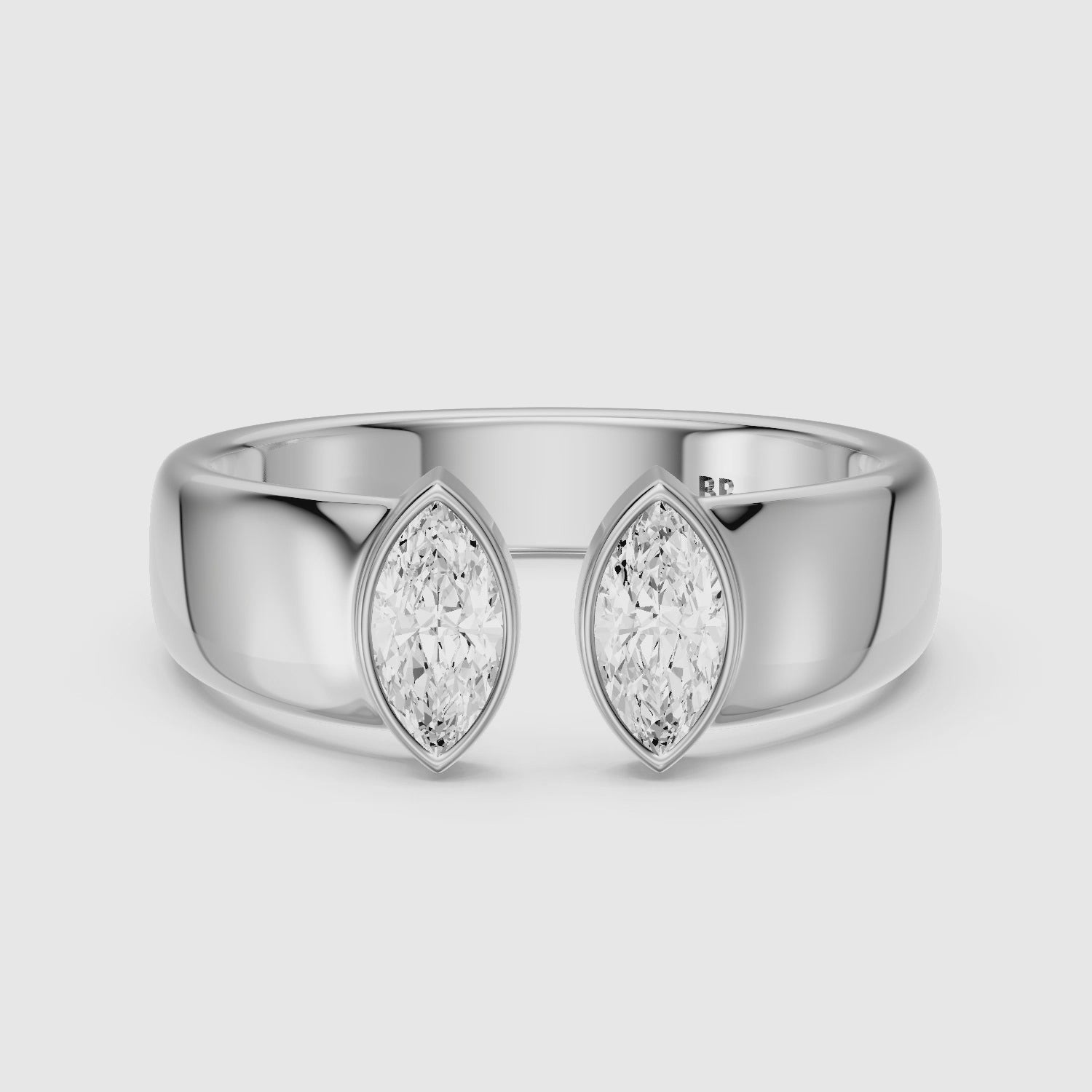 Load video: Filipa Marquise Cut Lab Diamond Bezel Set Open Cigar Band
