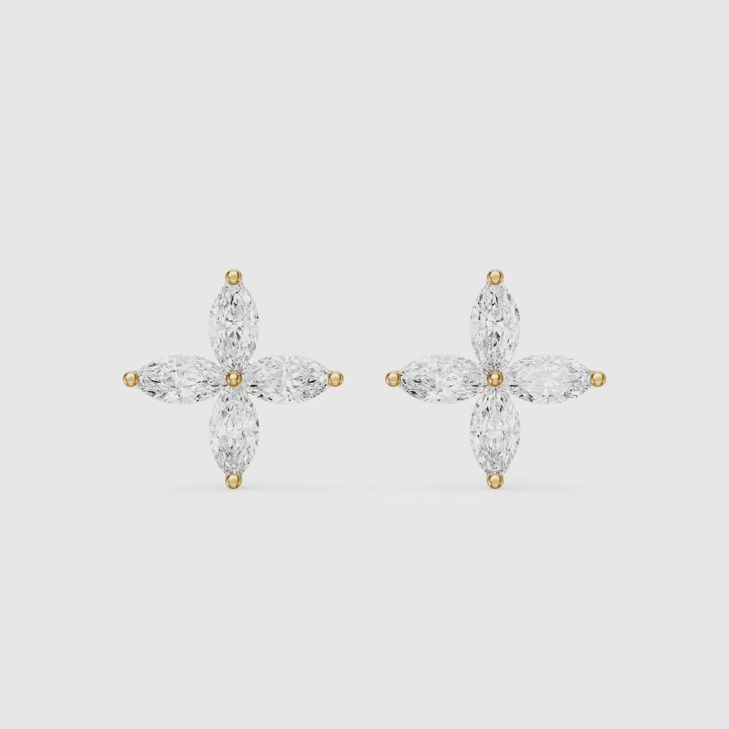 Load video: Leire Marquise Cut Lab Grown Diamond Floral Stud Earrings