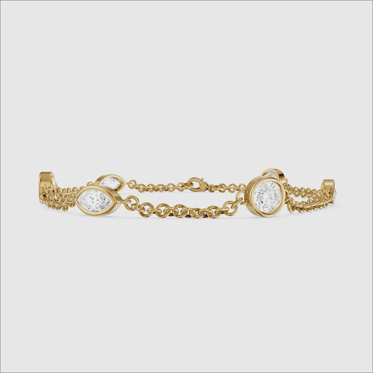 Load video: Erica Round and Marquise Lab Grown Diamond Station Chain Bracelet
