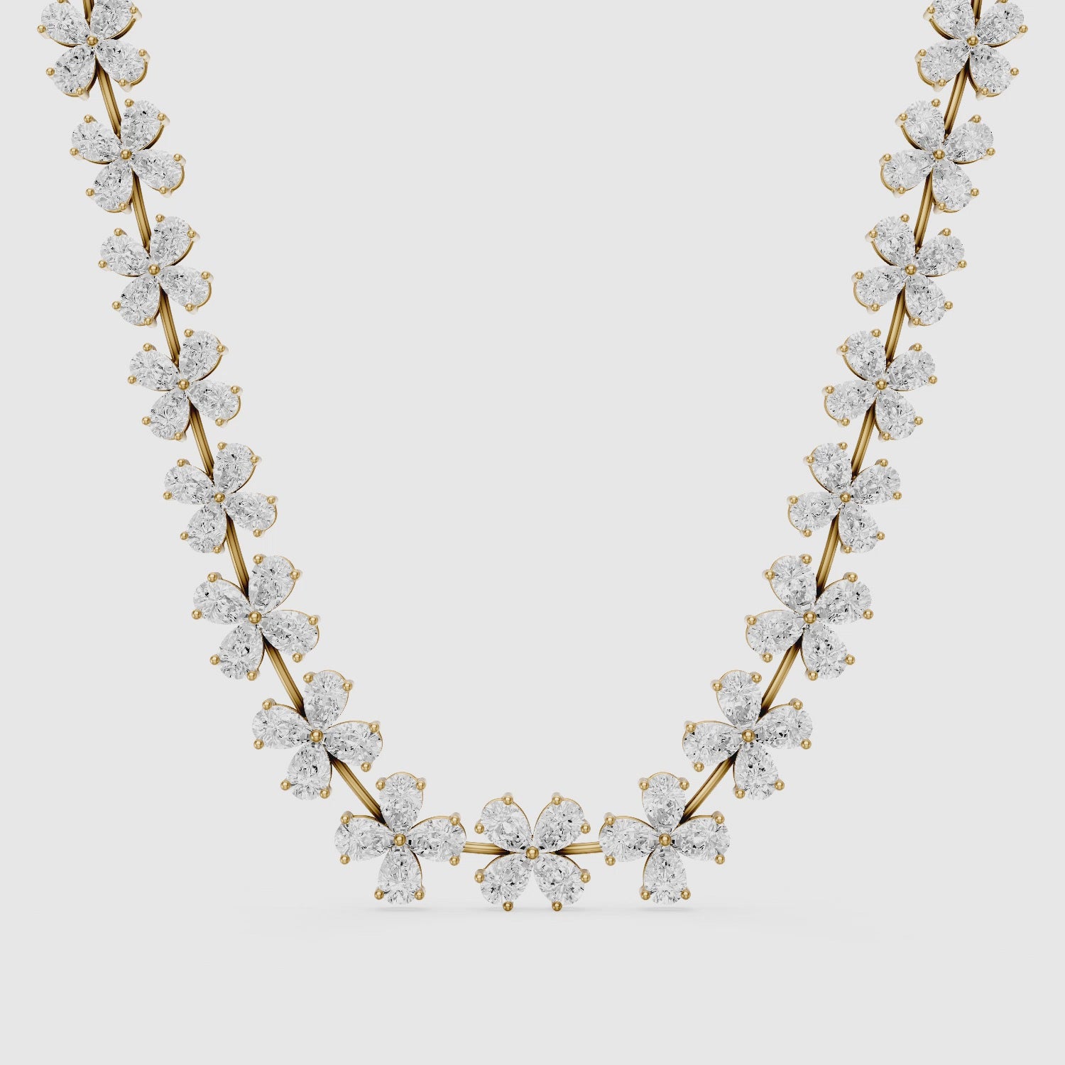 Load video: Margaret Pear Cut Lab Grown Diamond Floral Statement Necklace