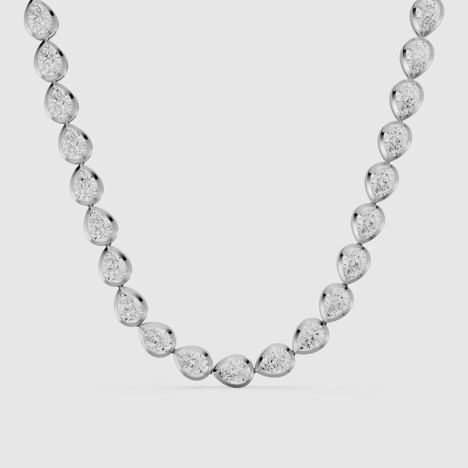 Load video: Alondra Pear Lab Grown Diamond East West Bezel Set Tennis Necklace