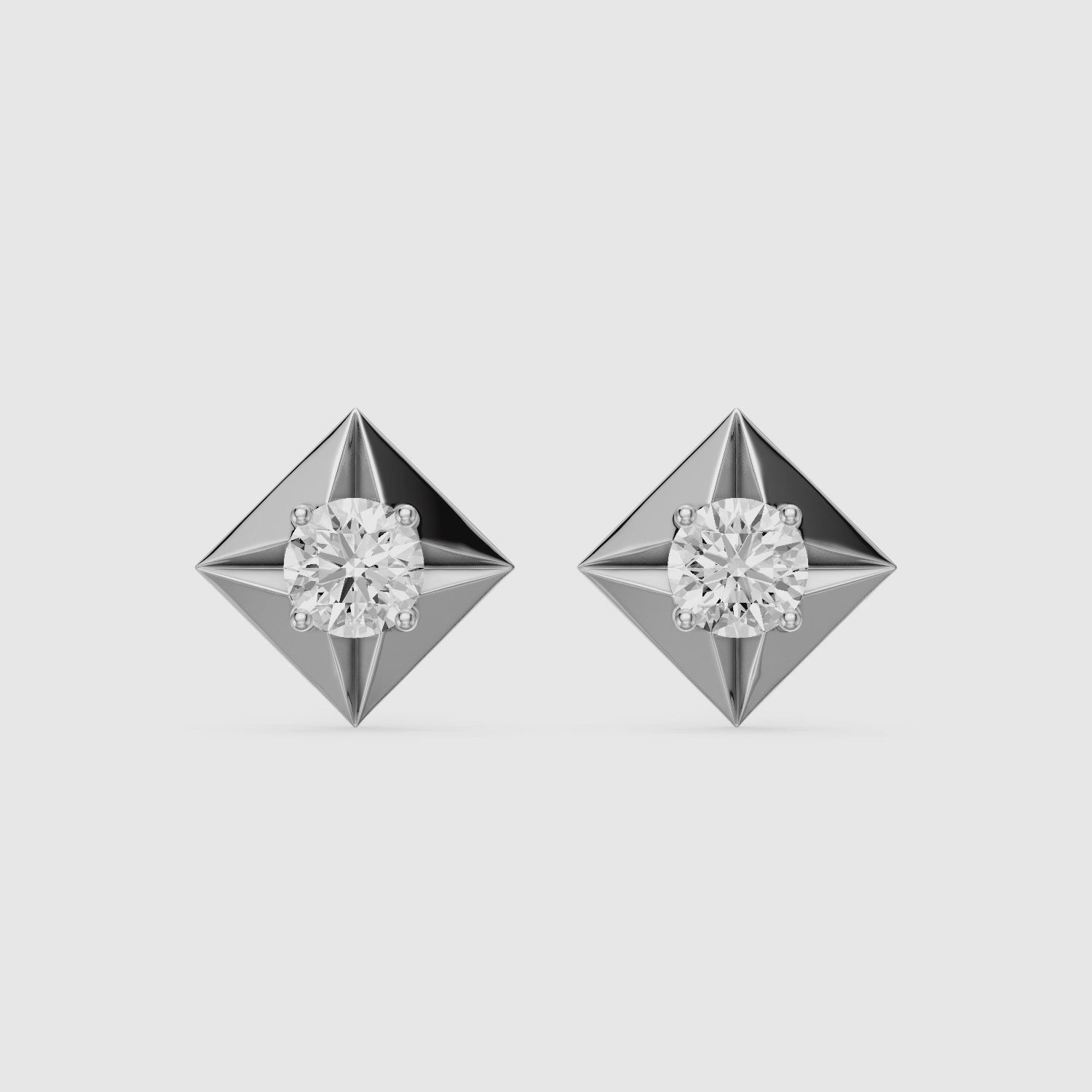 Load video: WilmaRound Cut Lab Grown Diamond Kite Bezel Stud Earrings
