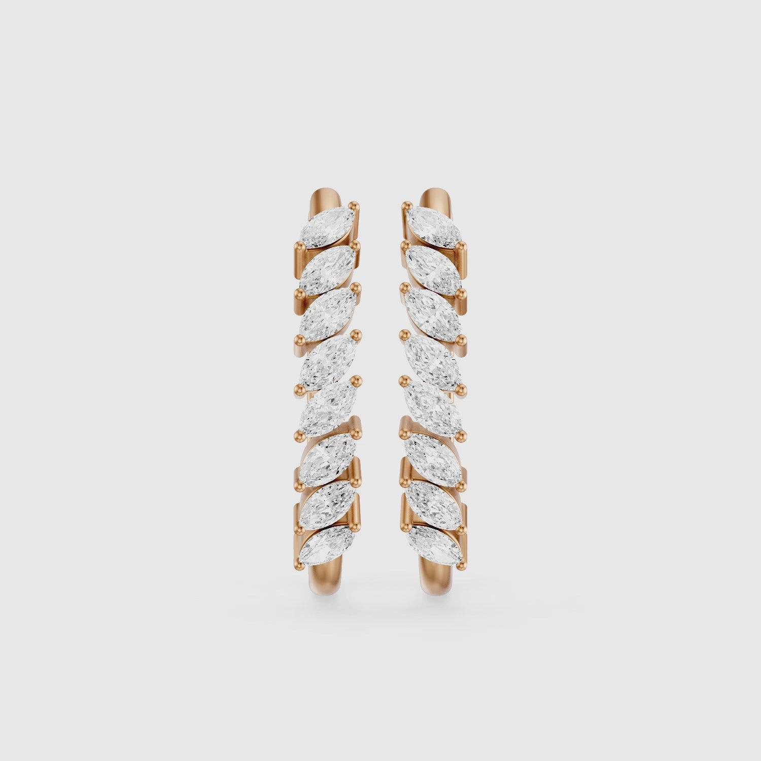 Load video: Luca Marquise Cut Lab Grown Diamond Vine Hoop Earrings