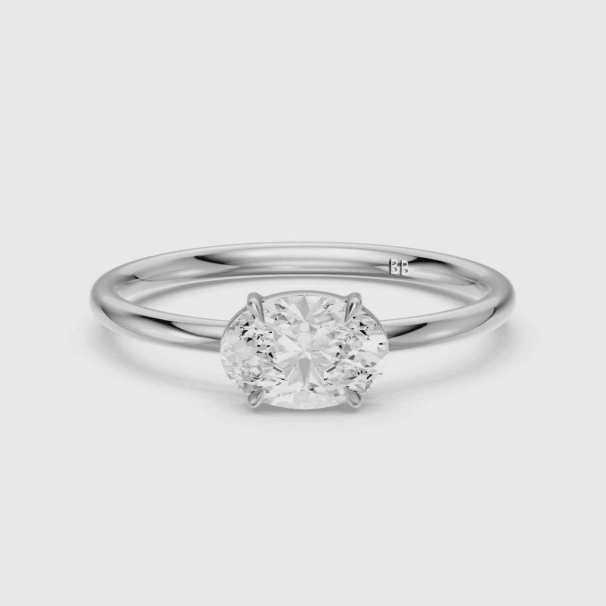 Load video: Miri Oval East West Cathedral Lab Grown Diamond Engagement Ring