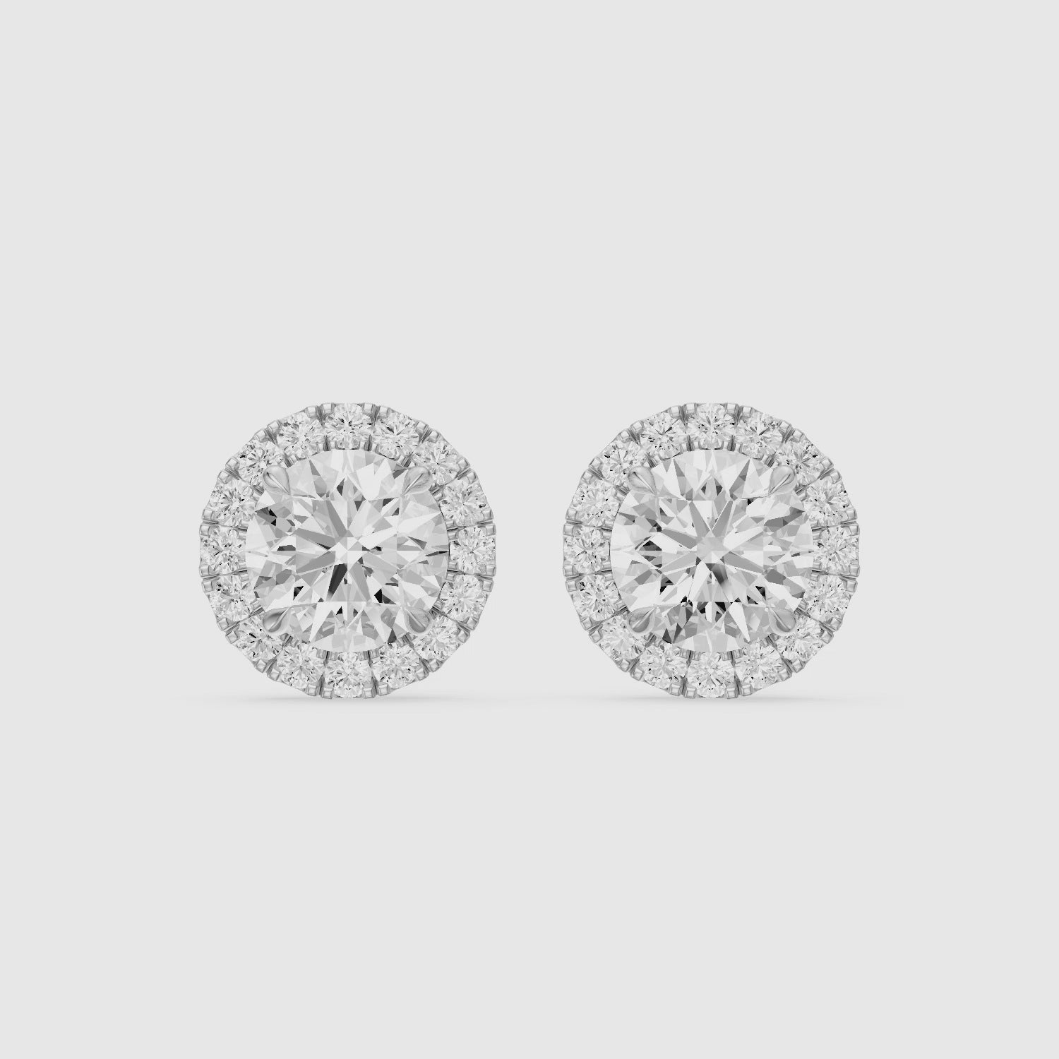 Load video: Sancia Round Lab Grown Diamond Milgrain Inspired Halo Earrings