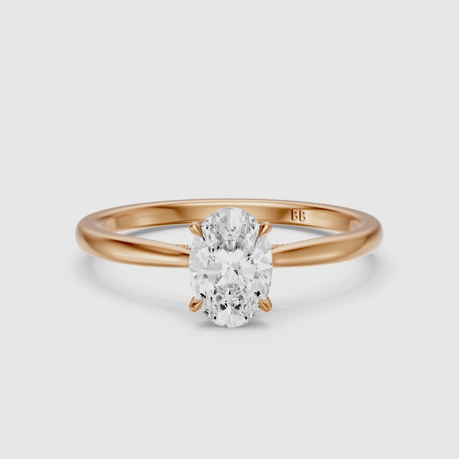 Load video: Lila Oval Lab Grown Diamond Cathedral Ring with Hidden Halo