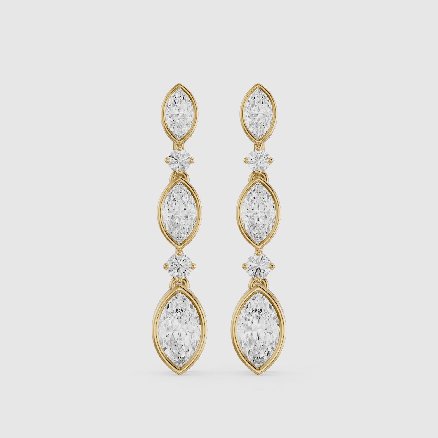 Load video: Imogen Marquise and Round Lab Grown Diamond Drop Earrings