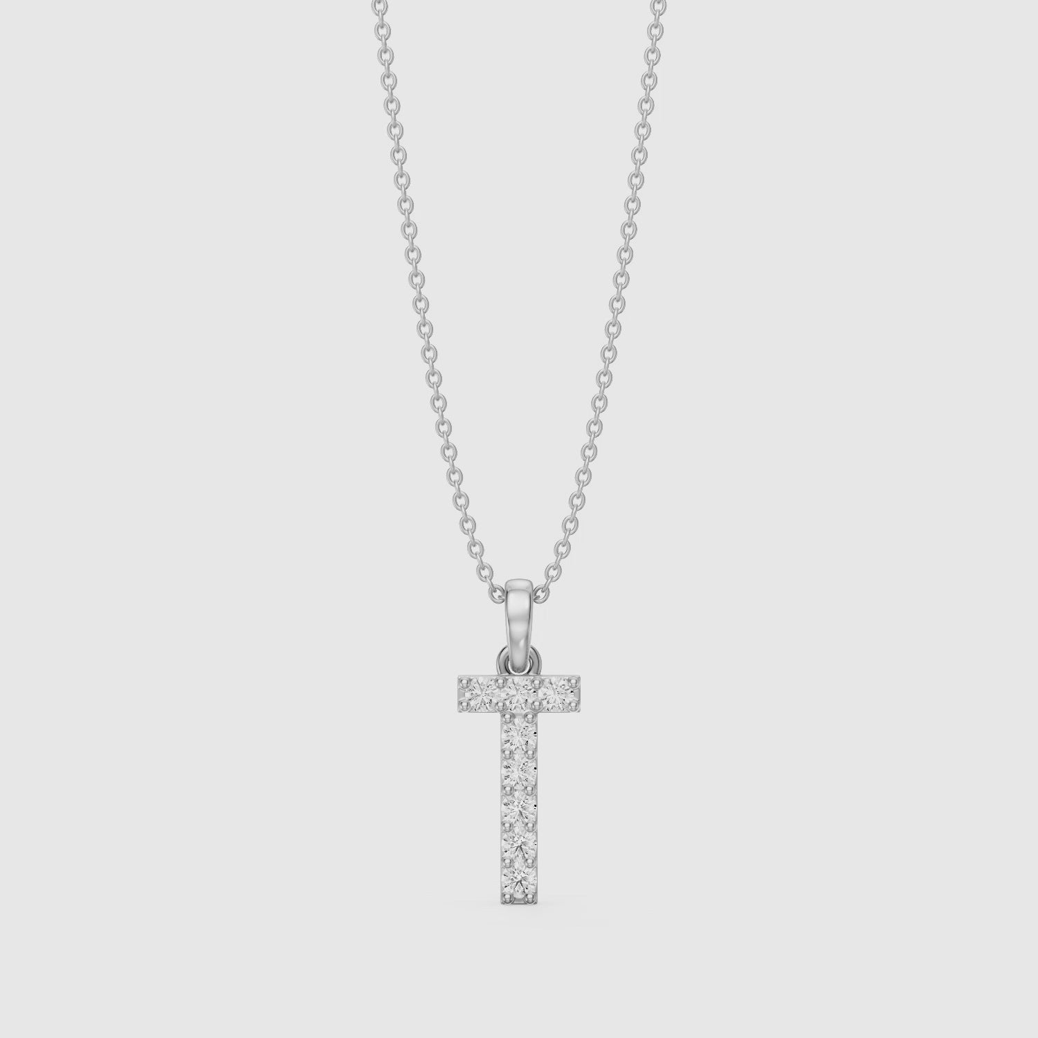 Load video: Veronica Lab Grown Diamond T Initial Pendant Necklace