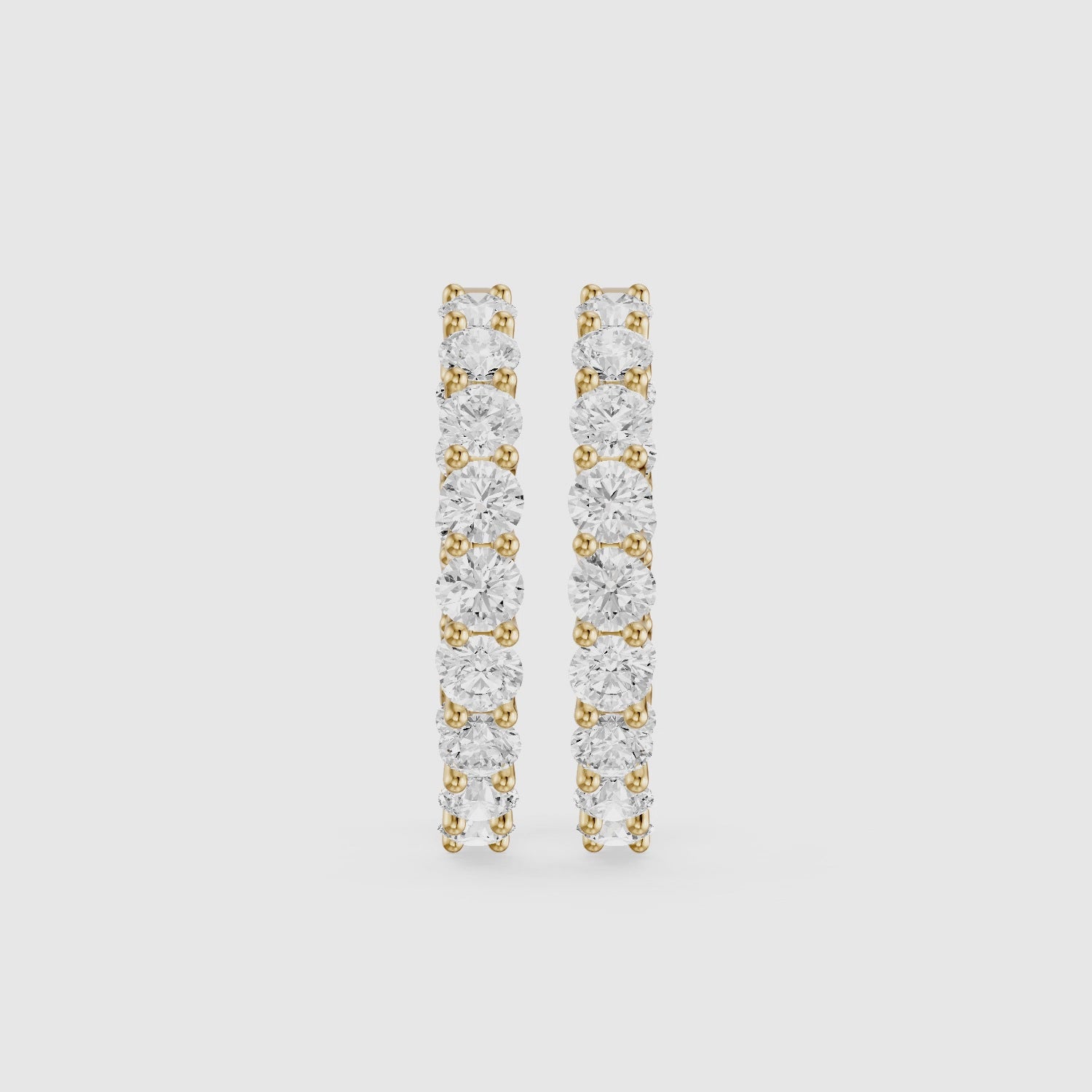 Load video: Maia Round Lab Grown Diamond Eternity U-Prong Hoop Earrings