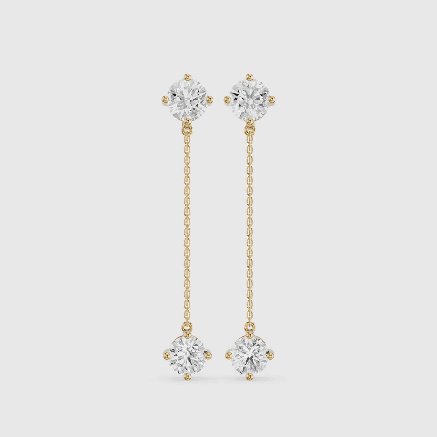 Load video: Zia Round Lab Grown Diamond Chain Dangle Earrings