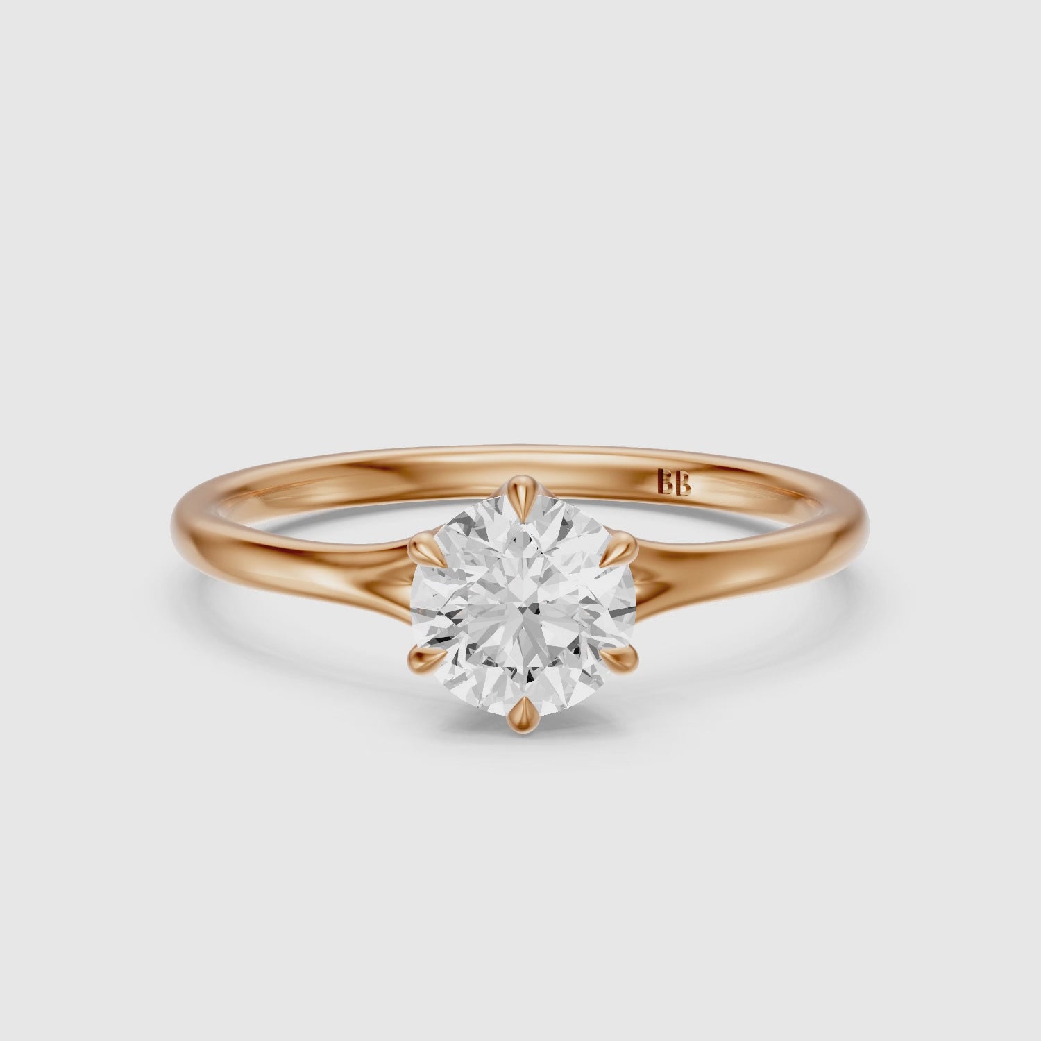 Load video: Dakota 6 Prong Round Cut Solitaire Split Shank Lab Grown Diamond Ring