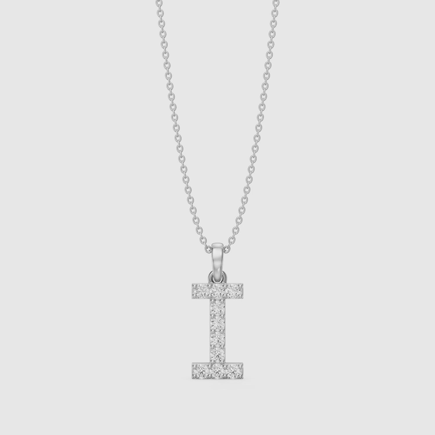 Load video: Rachel Lab Grown Diamond I Initial Pendant Necklace