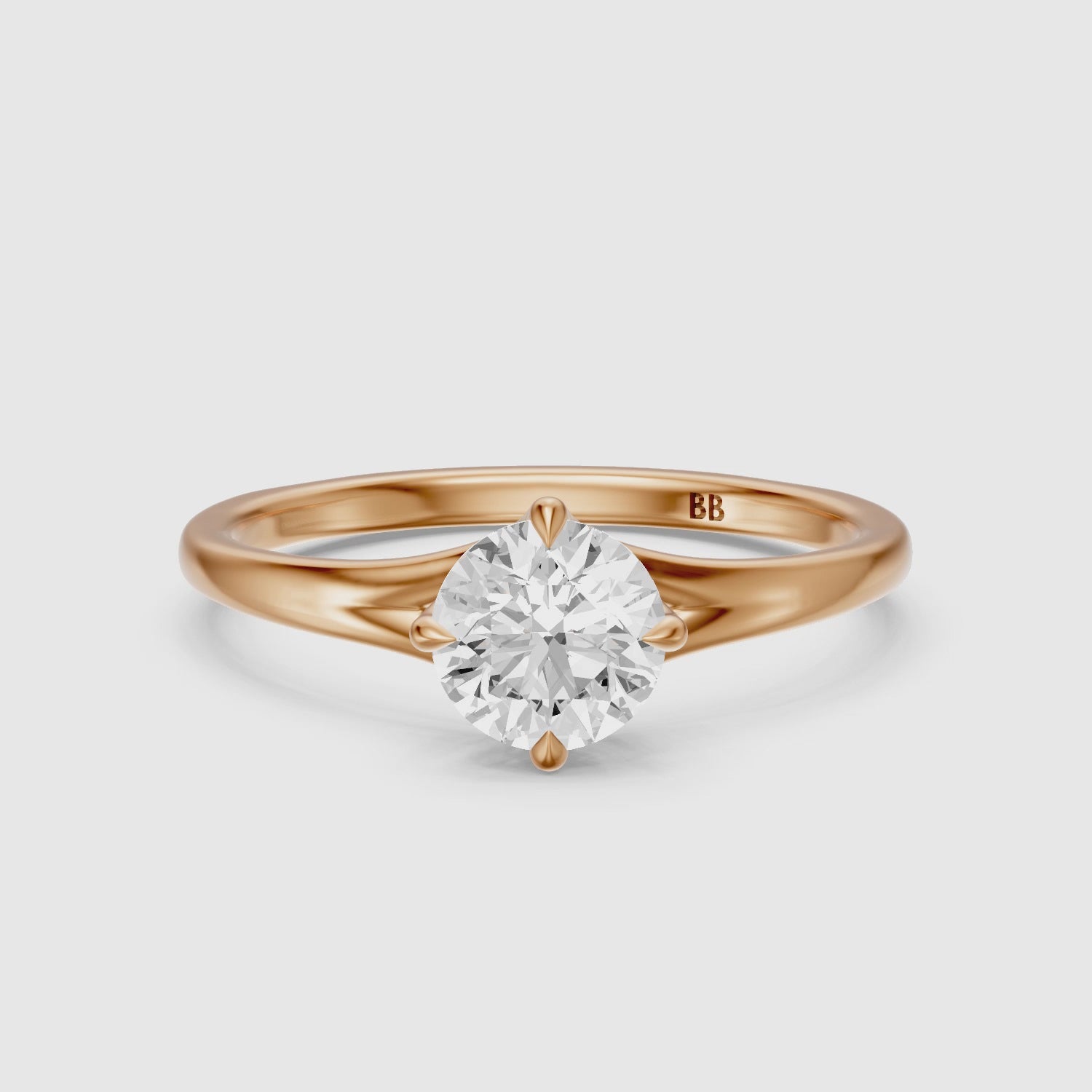 Load video: Aubrie Round Cut Split Shank Solitaire Lab Grown Diamond Ring