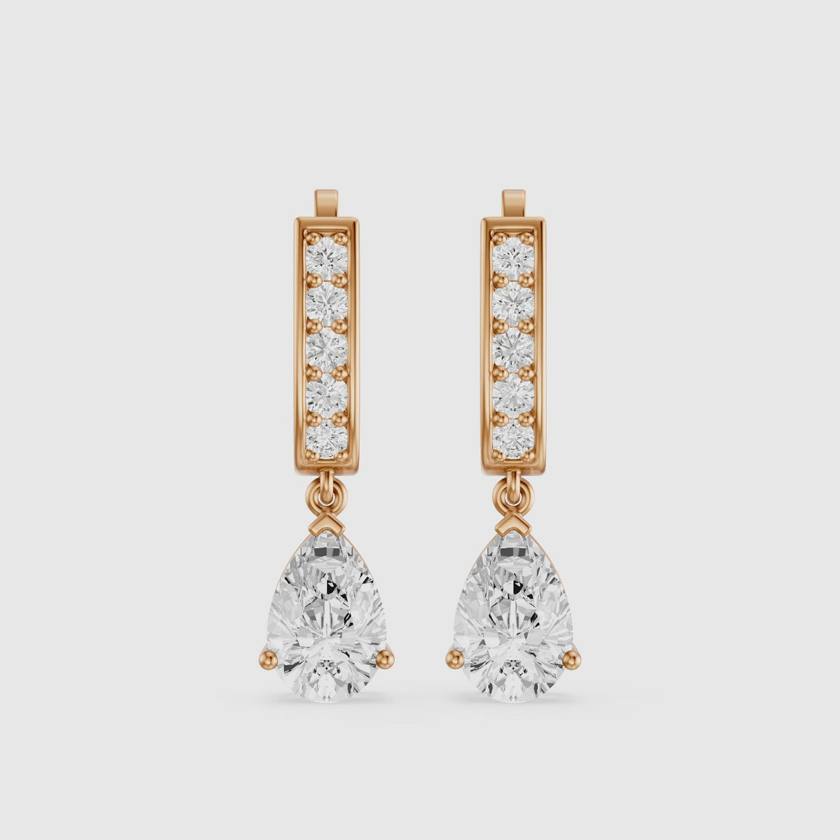 Load video: Iris Pear Lab Grown Diamond Drop Earrings with Pave Bar