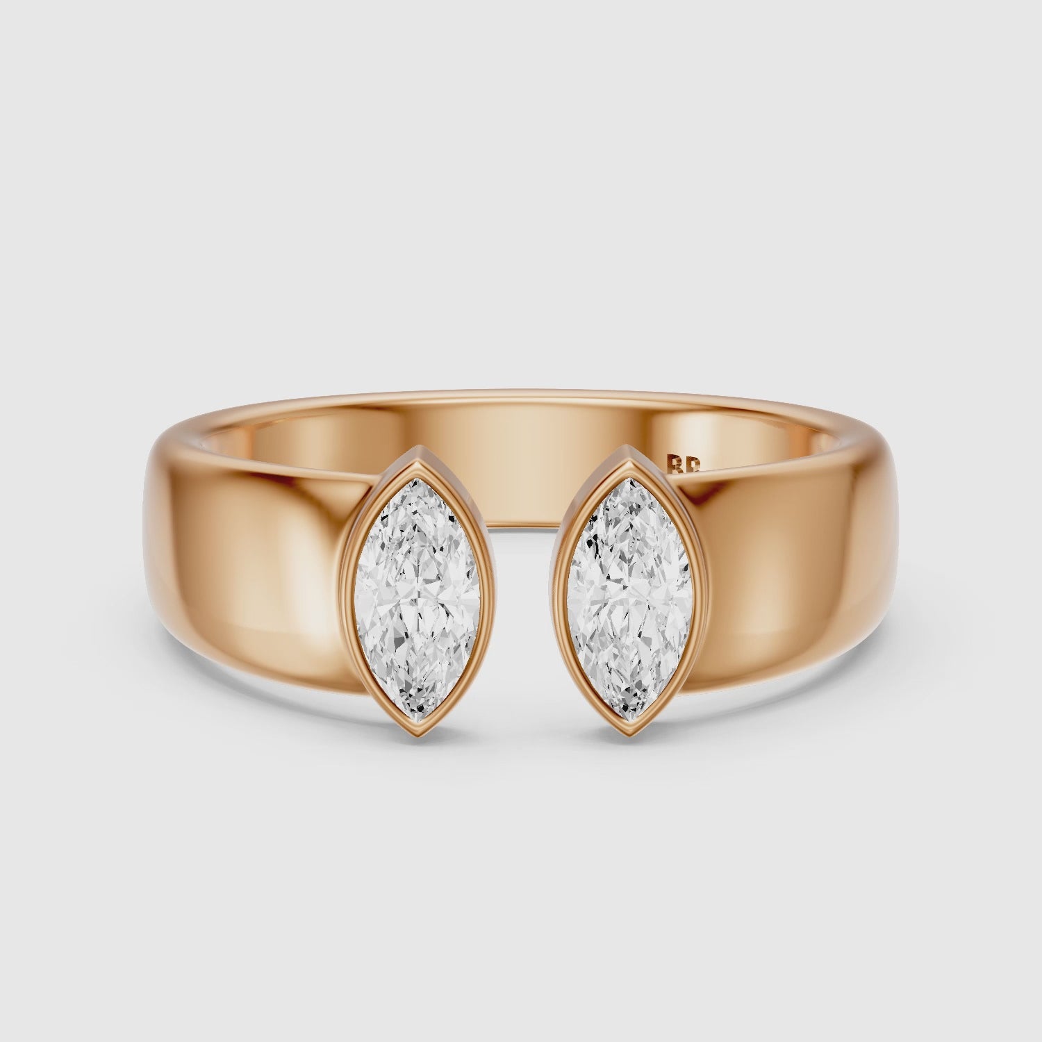 Load video: Filipa Marquise Cut Lab Diamond Bezel Set Open Cigar Band