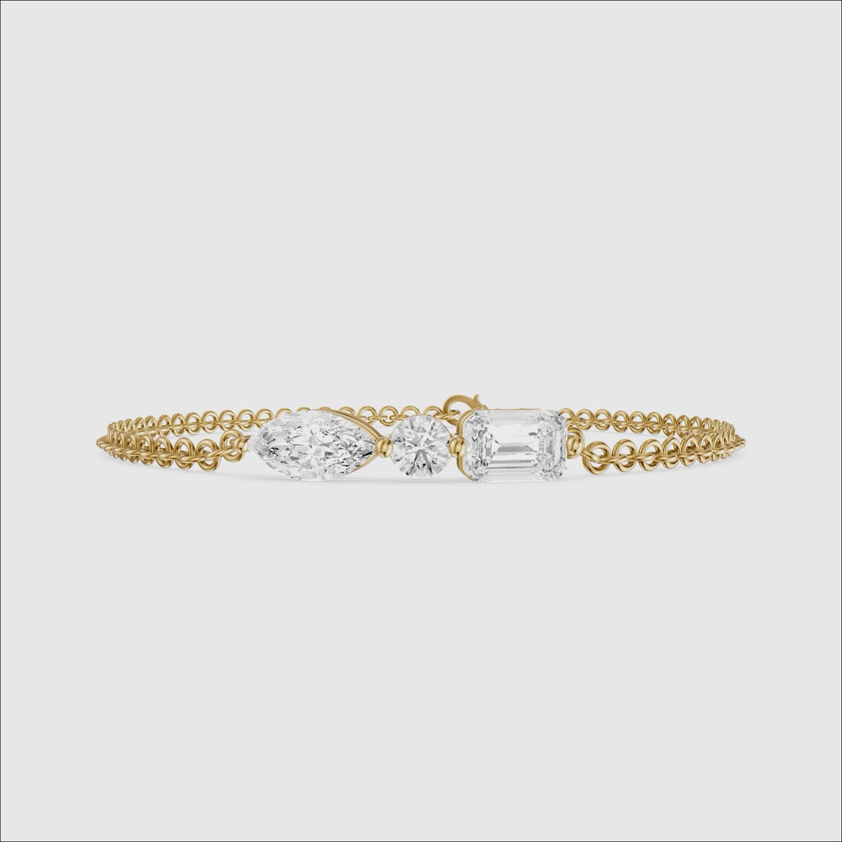 Load video: Gabriel Marquise, Round and Emerald Cut Lab Grown Diamond Bracelet