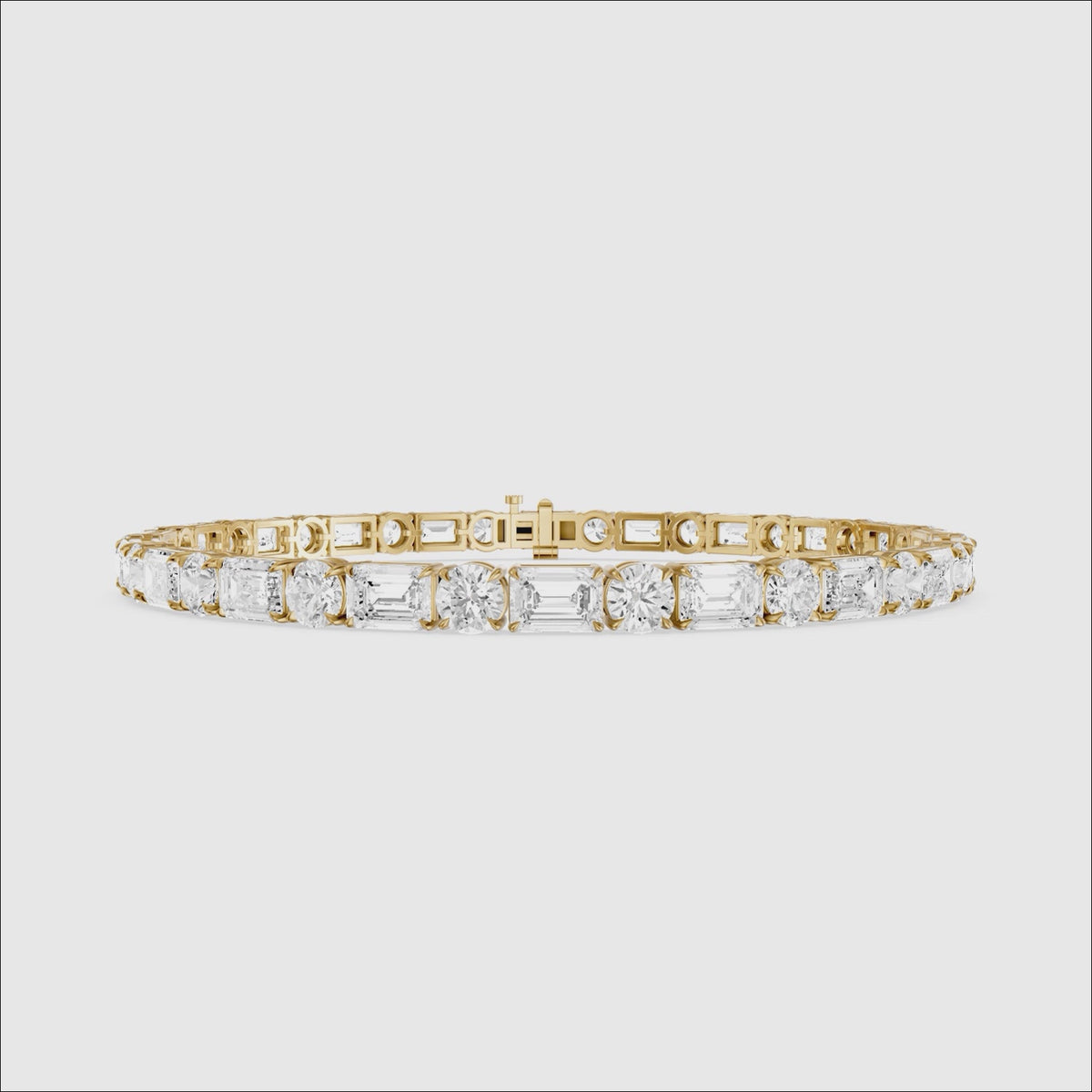 Load video: Mileva Emerald and Round Lab Grown Diamond Tennis Bracelet