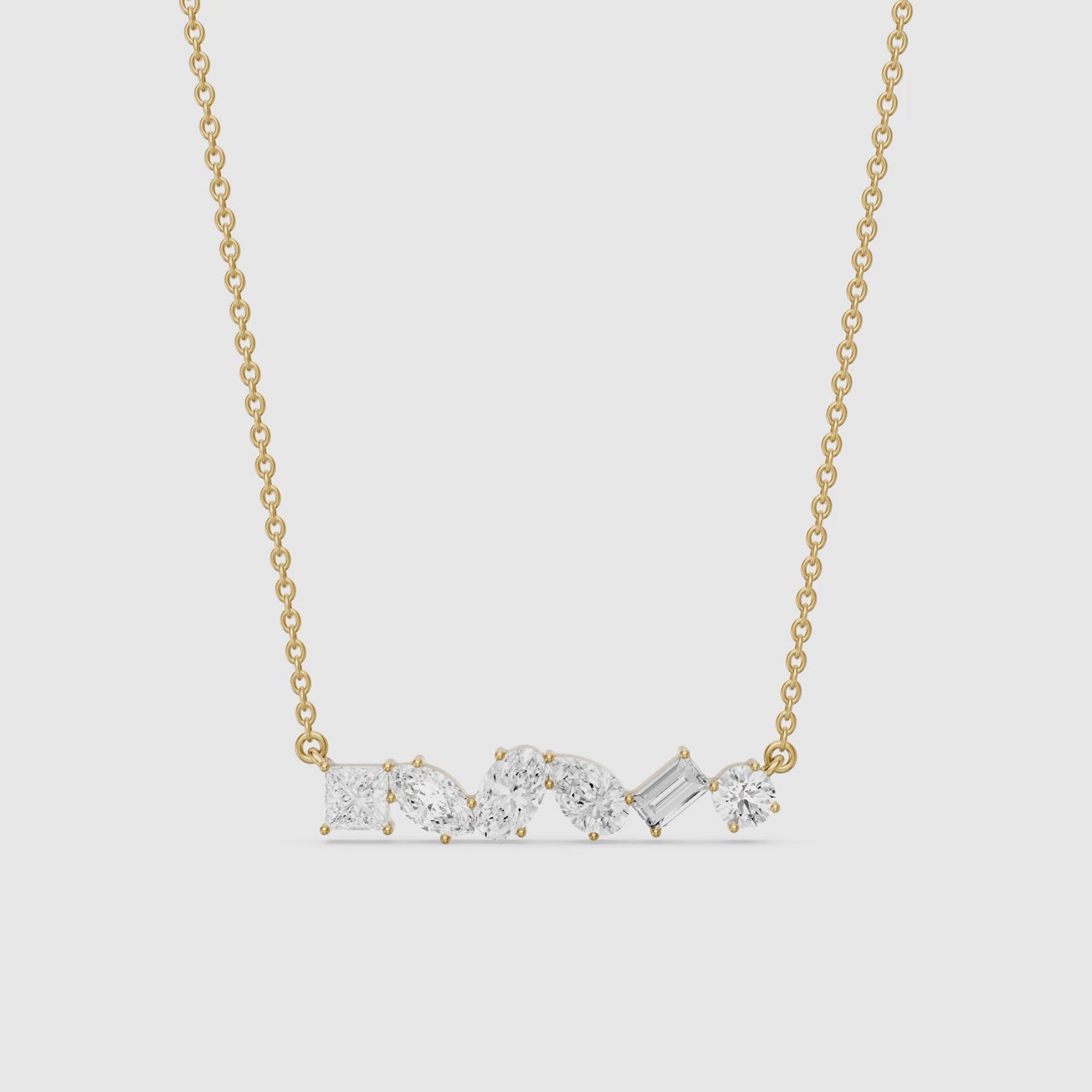 Load video: Marta Multi Shape Lab Grown Diamond Bar Necklace