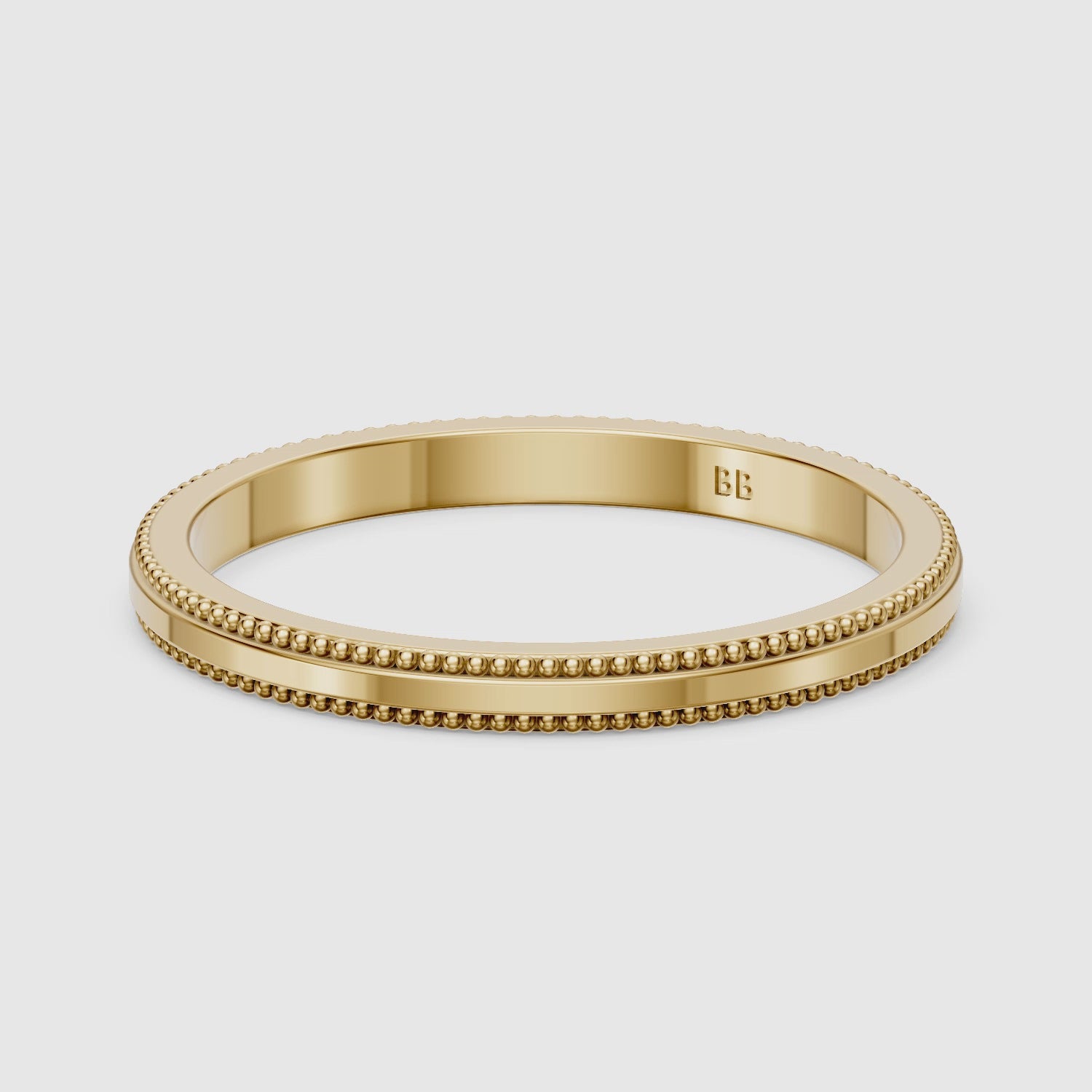 Load video: Jenic Flat Milgrain Plain Wedding Band