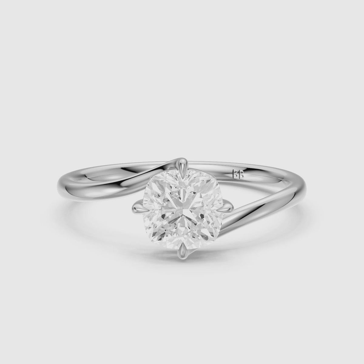 Load video: Zosia Cushion Solitaire Bypass Lab Grown Diamond Engagement Ring