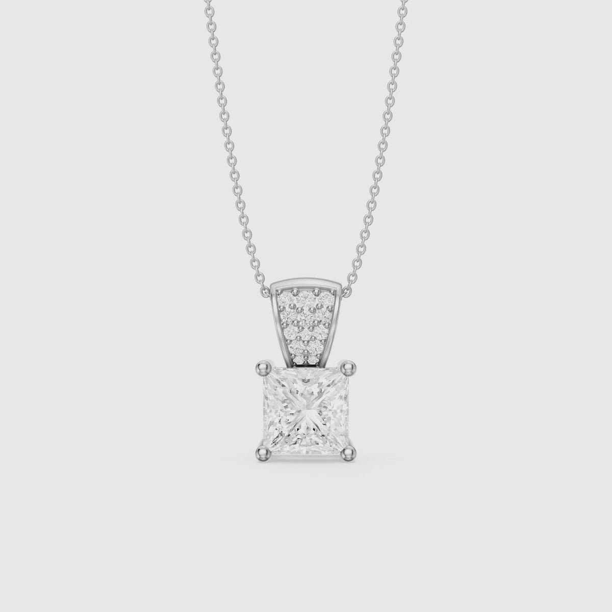 Load video: Briella Princess Cut Lab Grown Diamond Drop Pendant