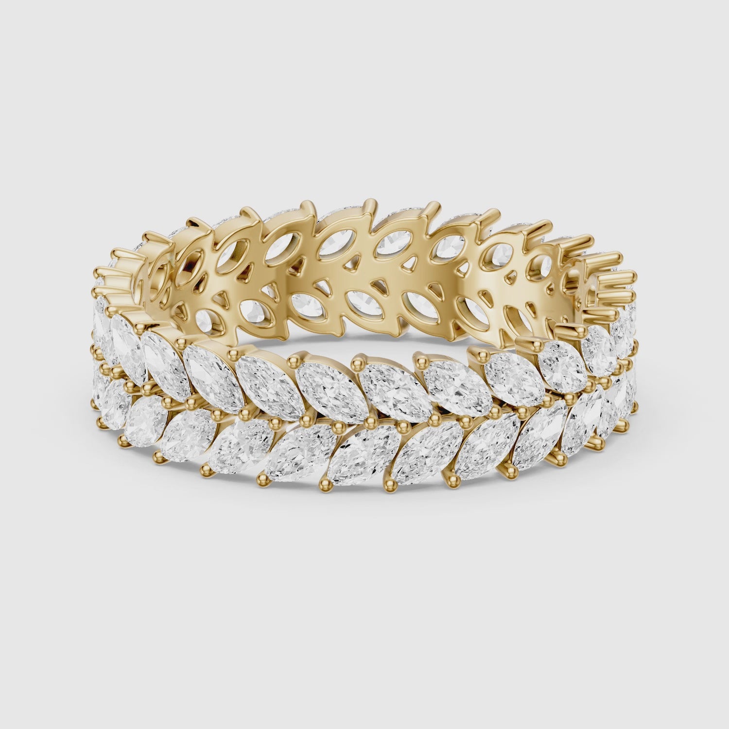 Load video: Elle Double Row Marquise Lab Grown Diamond Eternity Band