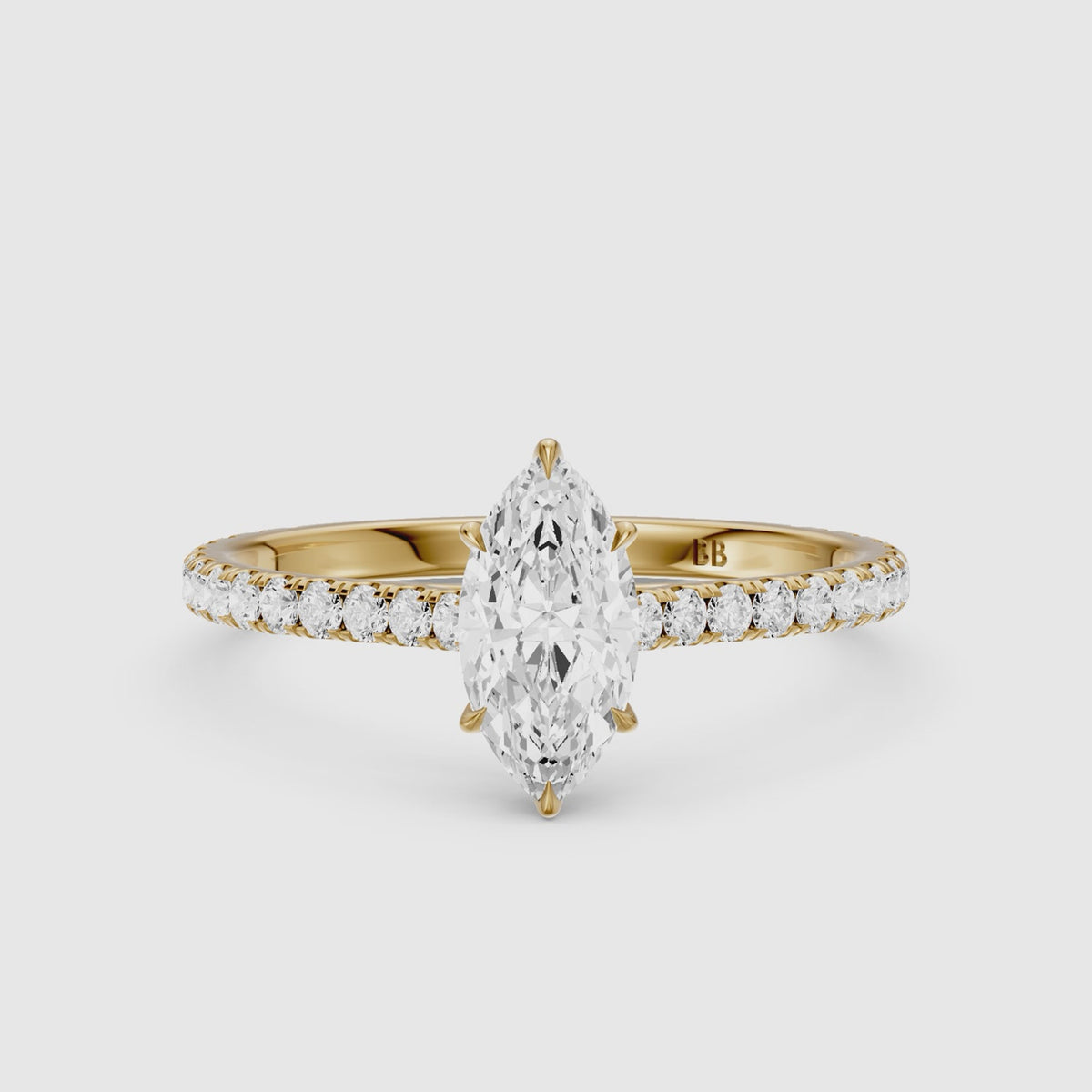 Load video: Selena Marquise Cut Lab Grown Diamond Pave Engagement Ring