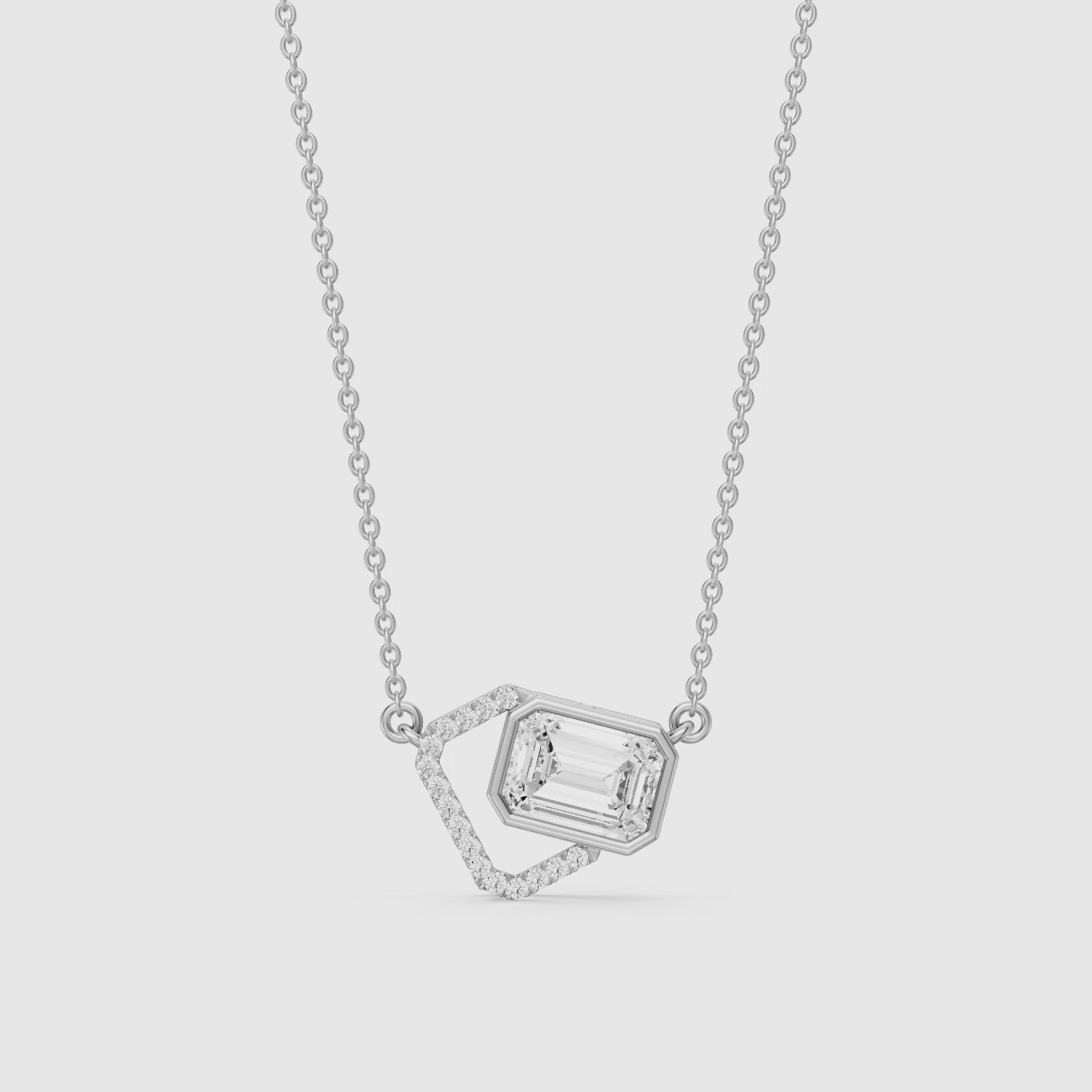 Load video: Demi Emerald Cut Lab Grown Diamond Geometric Necklace