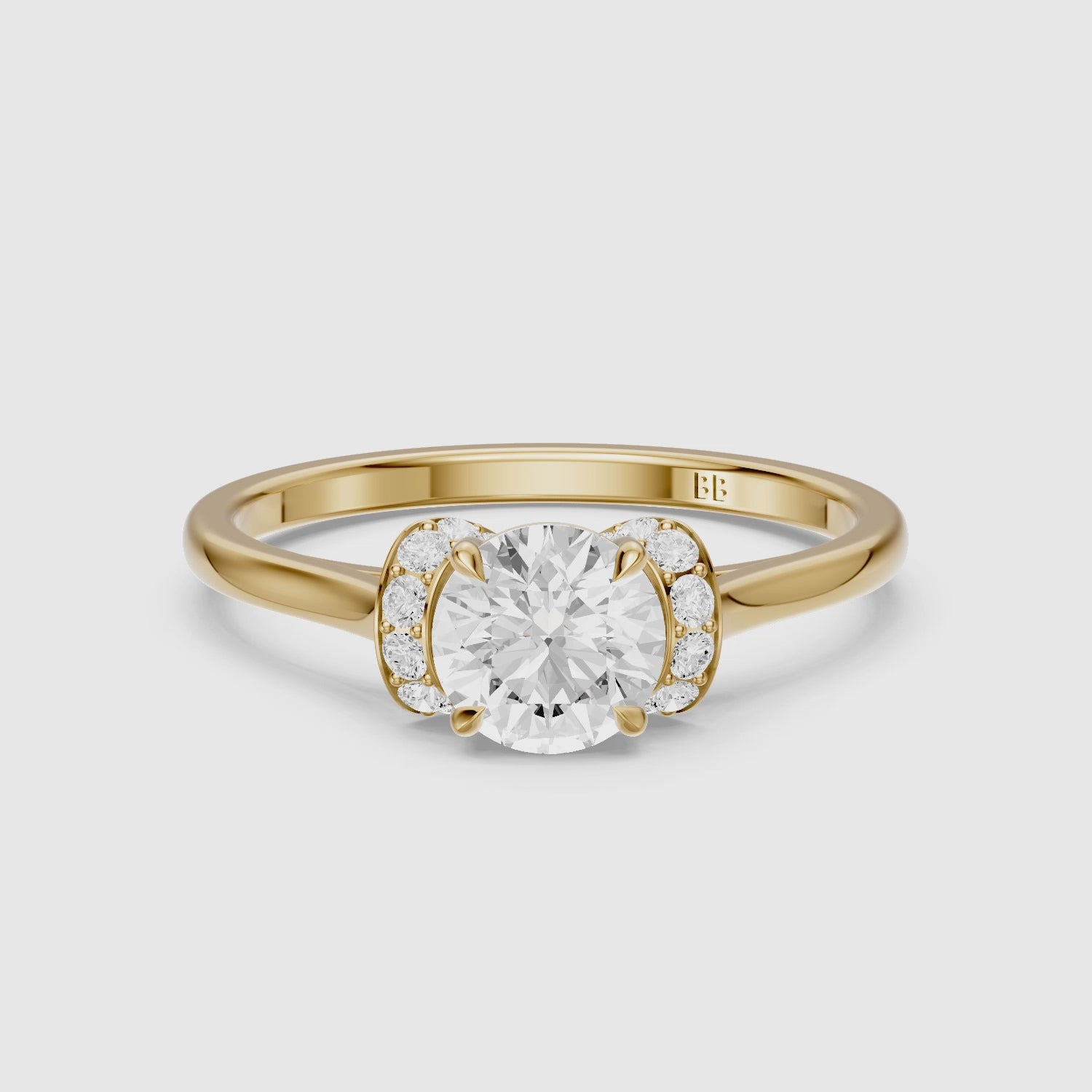 Load video: Dalila Round Cut Unique Pave Moissanite Diamond Ring