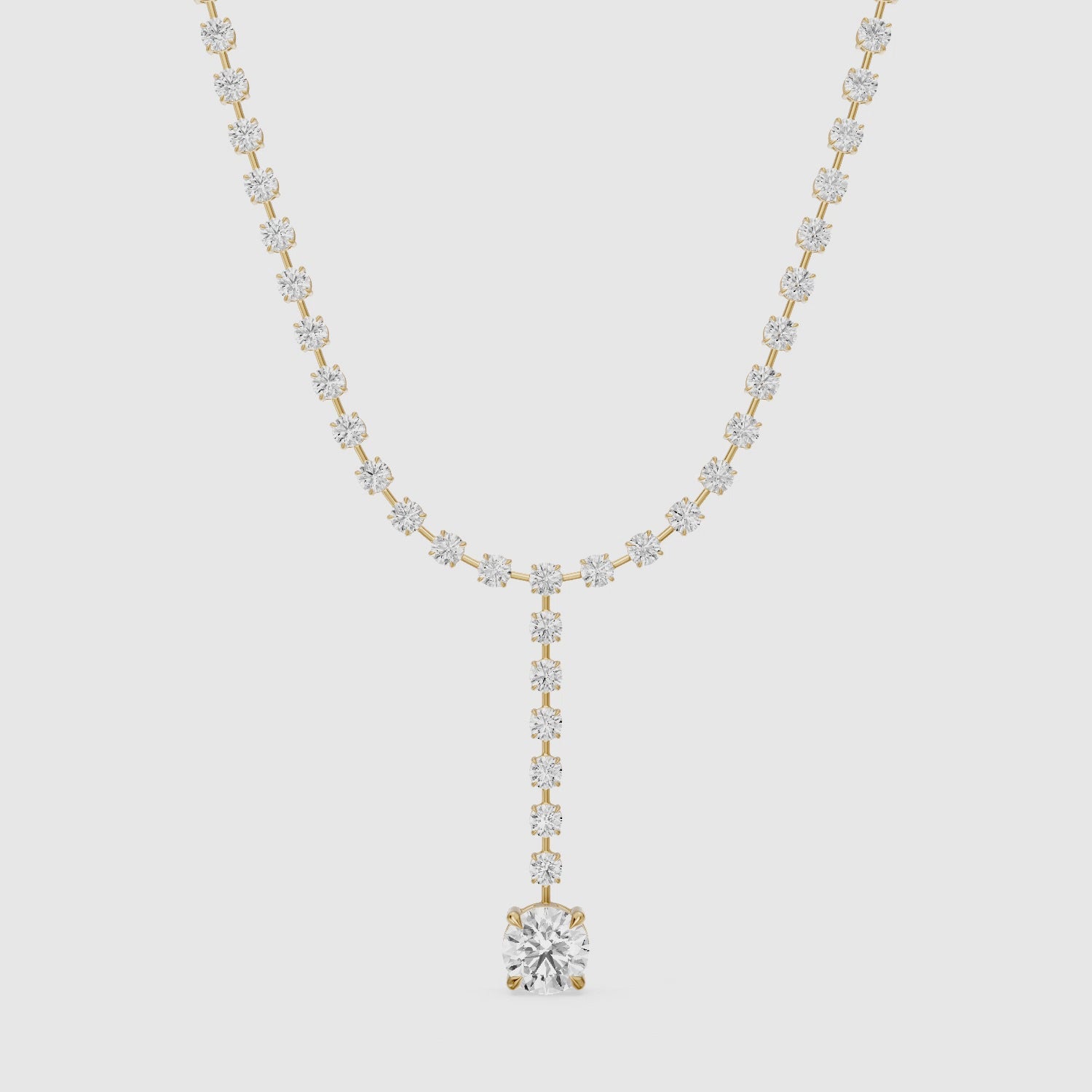 Load video: Emilia Round Cut Lab Grown Diamond Linear Drop Tennis Necklace