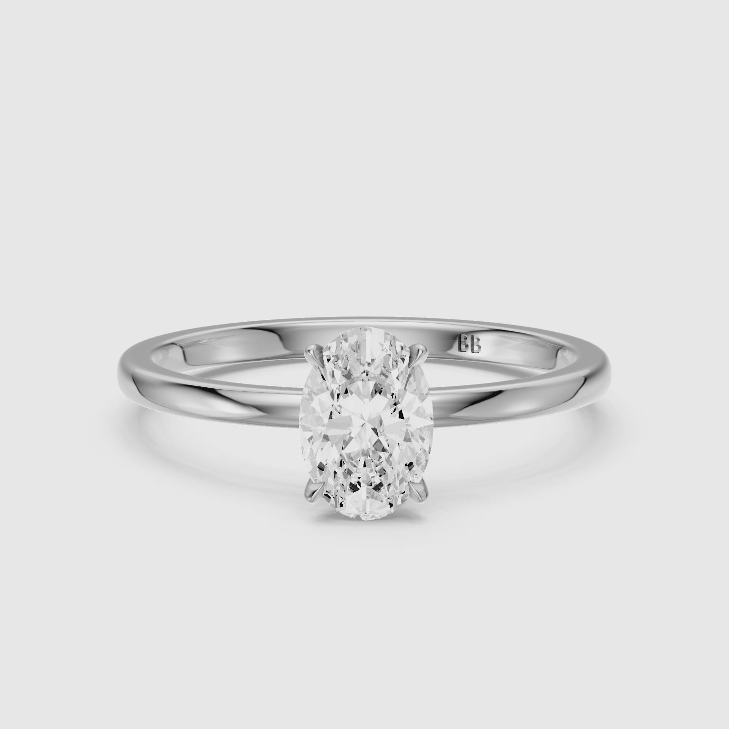Load video: Starla Oval Cut Low Profile Solitaire Lab Grown Diamond Ring