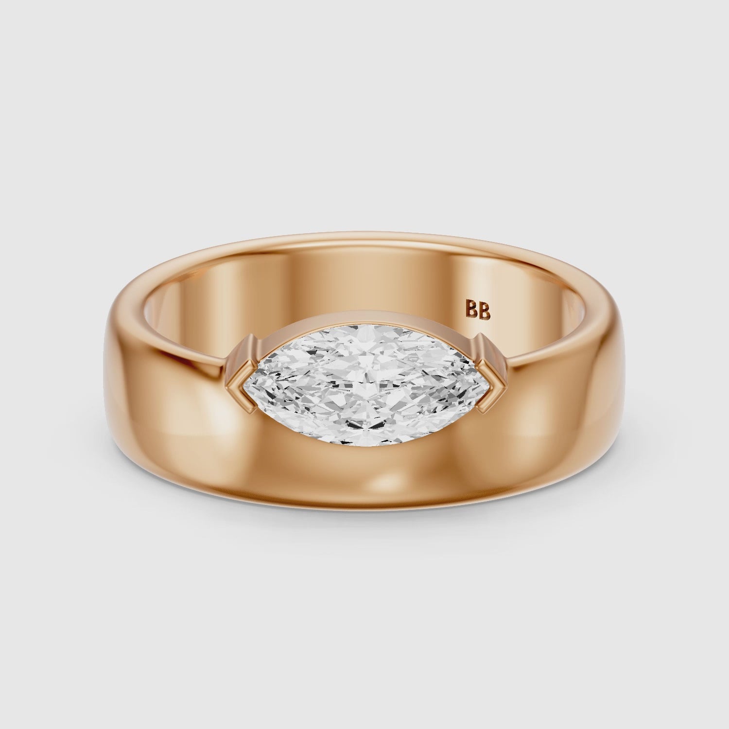 Load video: Rossella Marquise Cut Lab Diamond Solitaire Cigar Band
