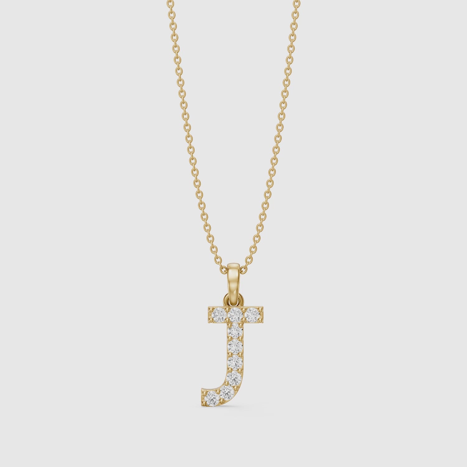 Load video: Sawyer Lab Grown Diamond J Initial Pendant Necklace