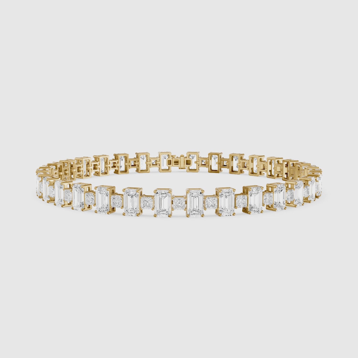 Load video: Corsima Emerald and Princess Cut Lab Grown Diamond Tennis Bracelet