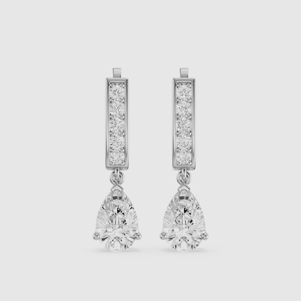 Load video: Iris Pear Lab Grown Diamond Drop Earrings with Pave Bar