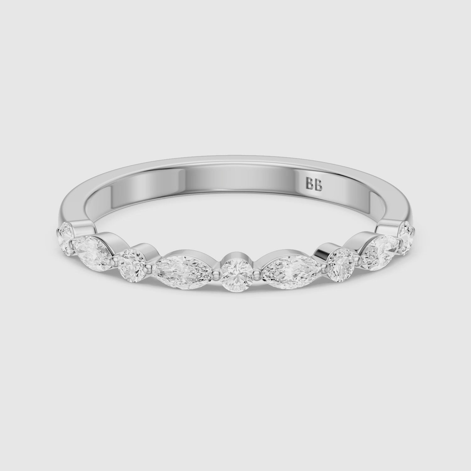 Load video: Nora Alternating Marquise and Round Lab Grown Diamond Anniversary Band