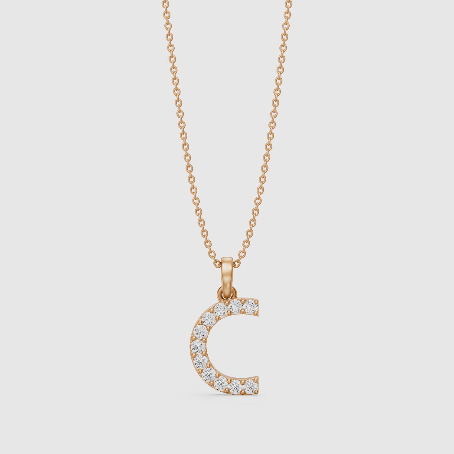 Load video: Taylor Lab Grown Diamond C Initial Pendant Necklace