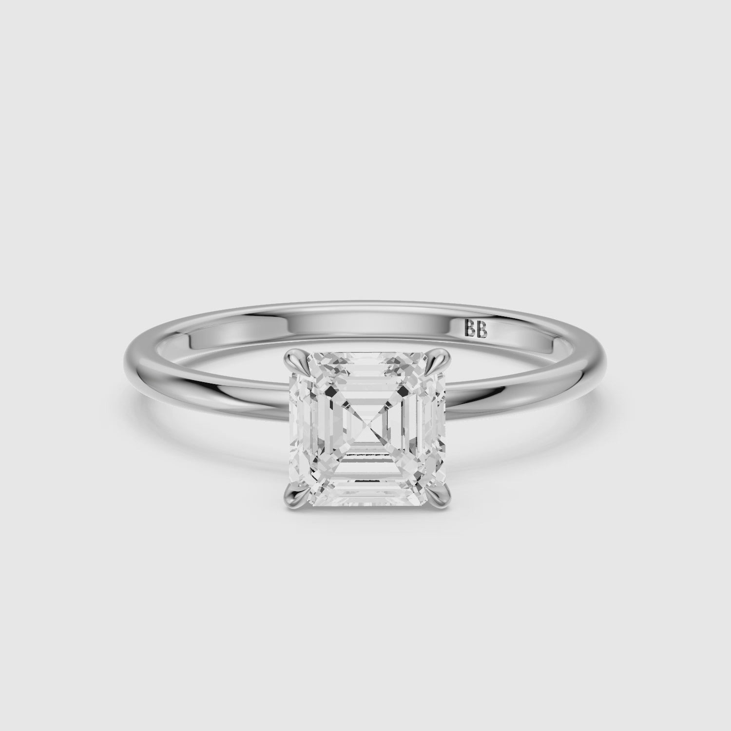 Load video: Blake Asscher Cut Hidden Halo Solitaire Lab Grown Diamond Ring