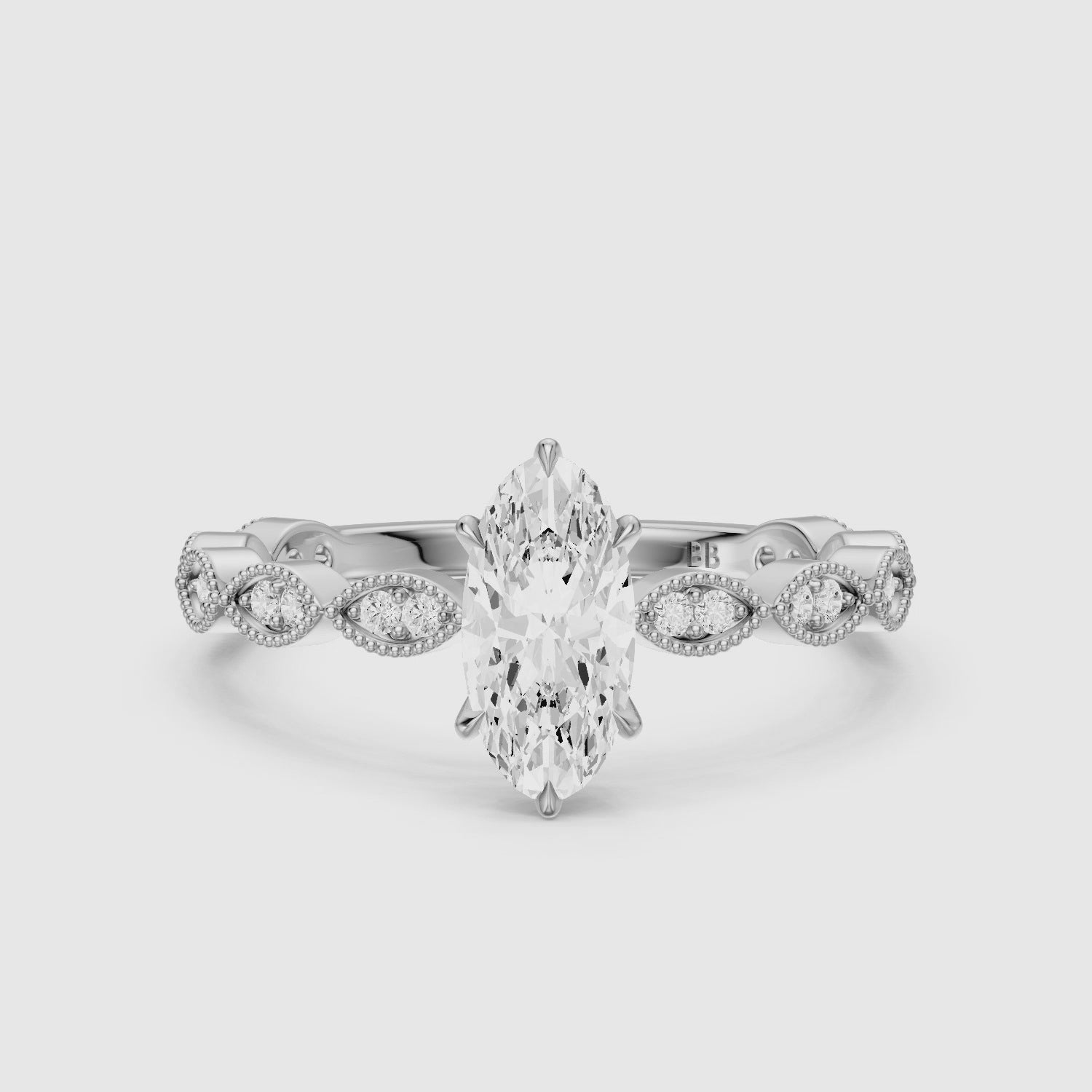Load video: Sian Moval Lab Grown Diamond Ring with Vintage Milgrain Band