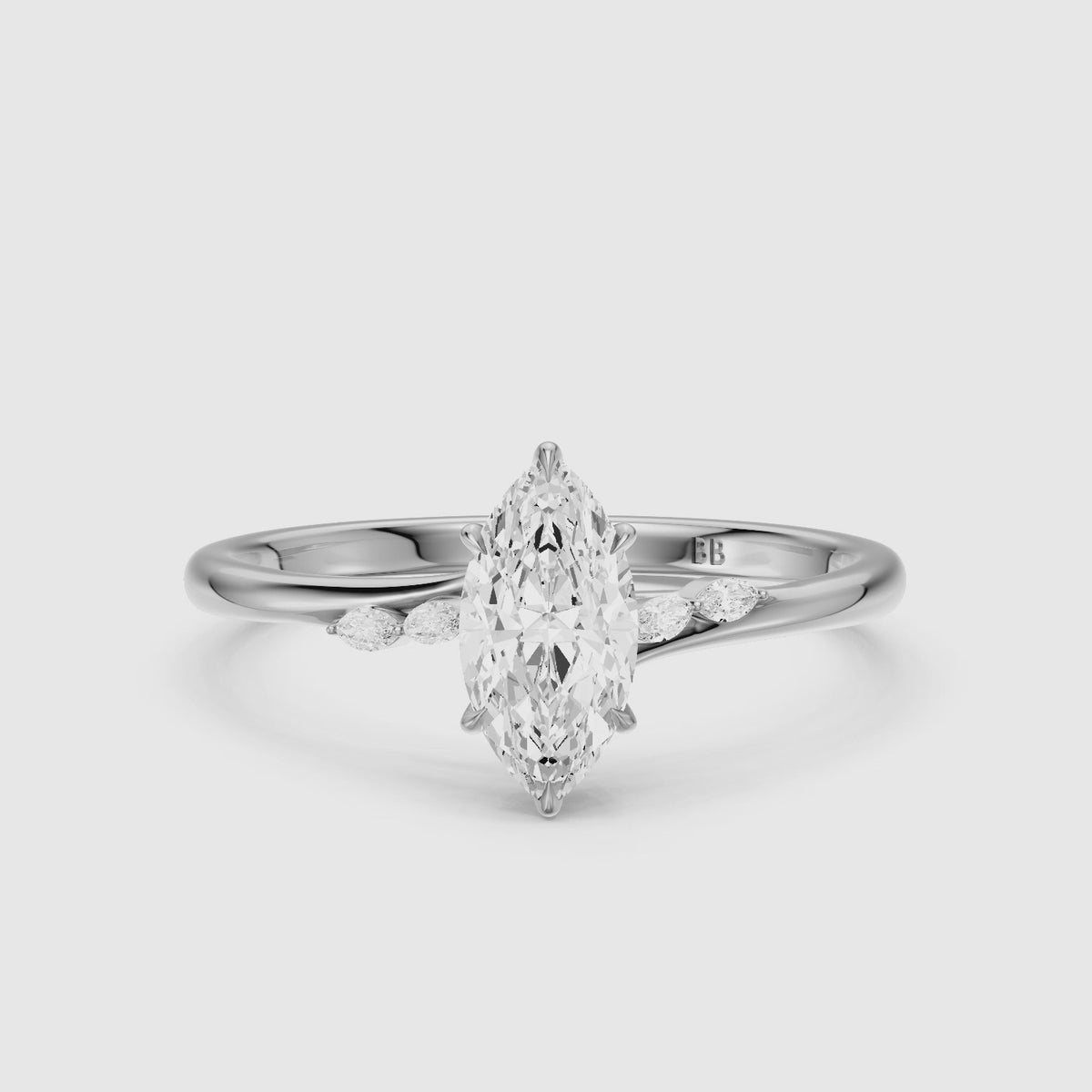 Load video: Sia Marquise Cut Hidden Halo Side Marquise Lab Grown Diamond Ring