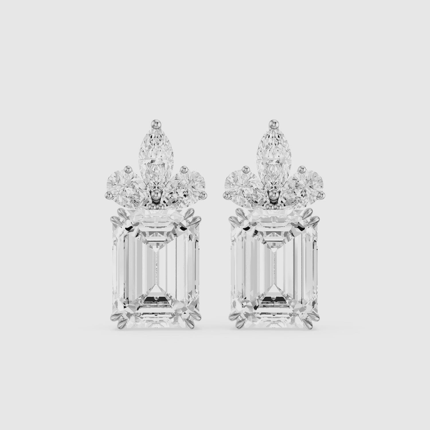 Load video: Fern Emerald Cut, Marquise and Pear Lab Grown Diamond Drop Earrings